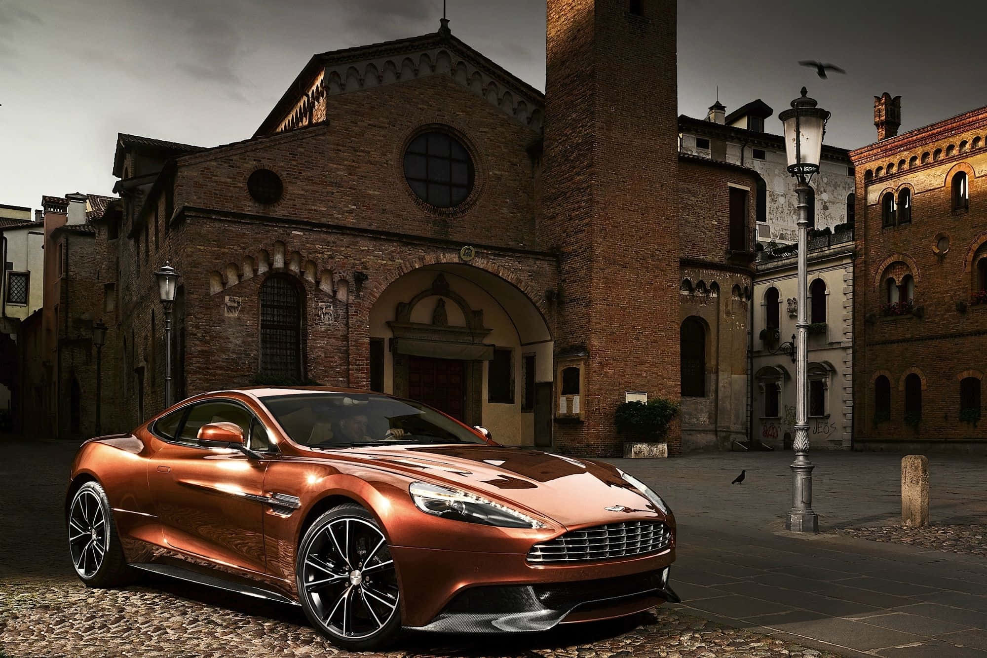 Aston Martin Rapide S, copper, cobblestone square, Full HD Desktop Wallpaper