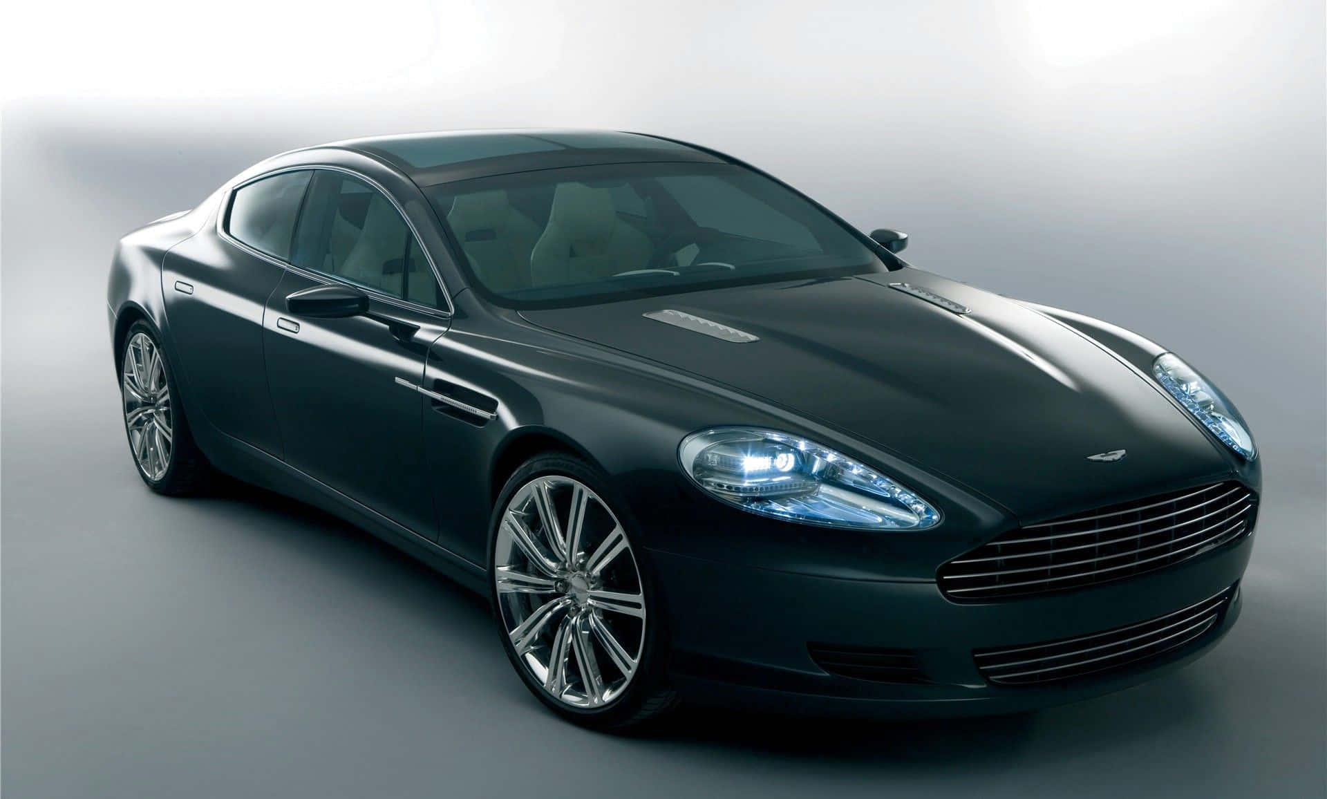 Aston Martin Rapide S, dark green, glowing headlights, Full HD Desktop Wallpaper
