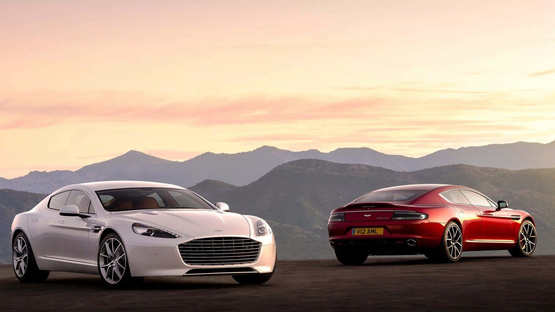 Aston Martin Rapide S, red, mountain overlook, Full HD Desktop Wallpaper