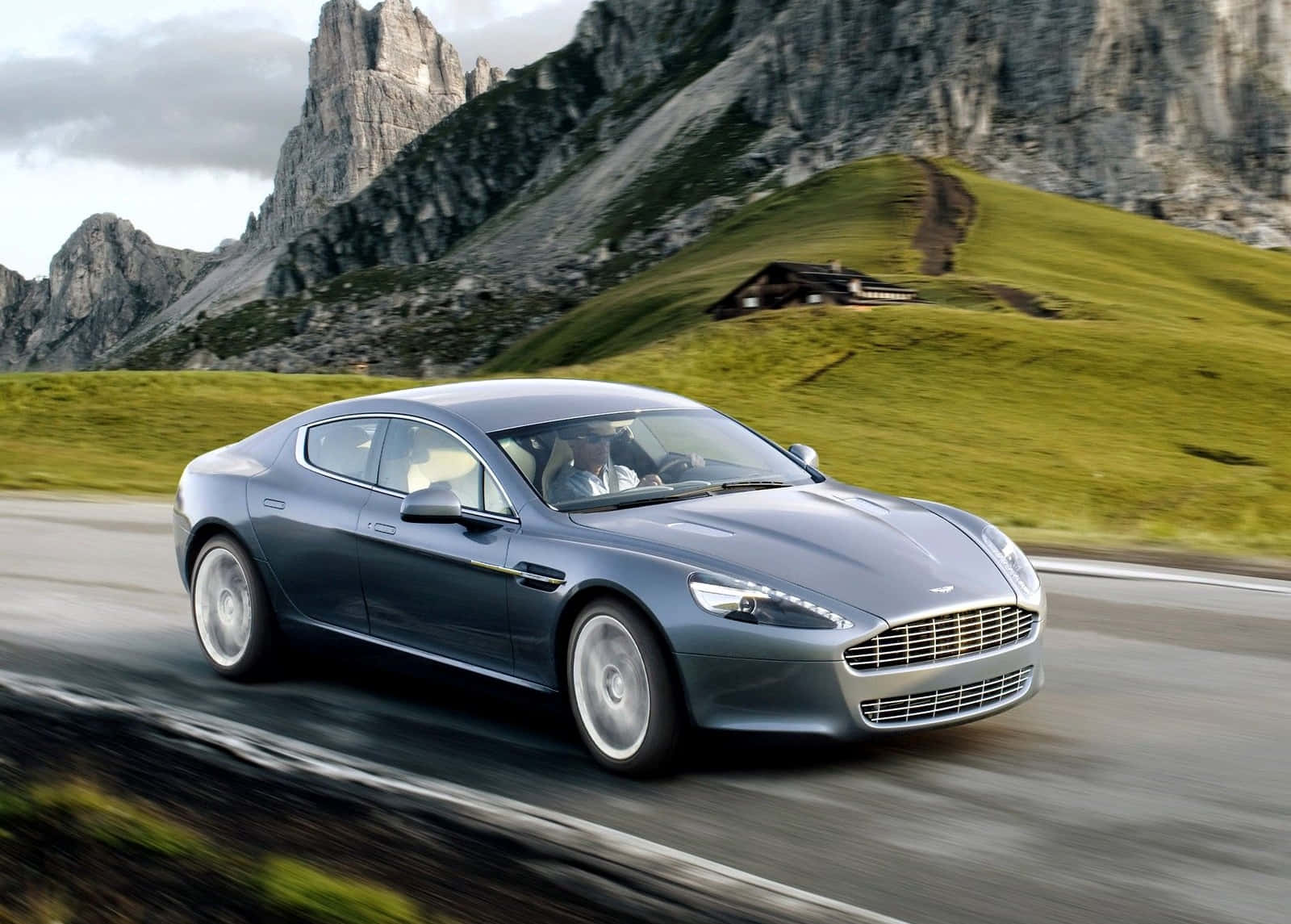 Aston Martin Rapide S, silver, winding mountain road, HD Desktop Wallpaper