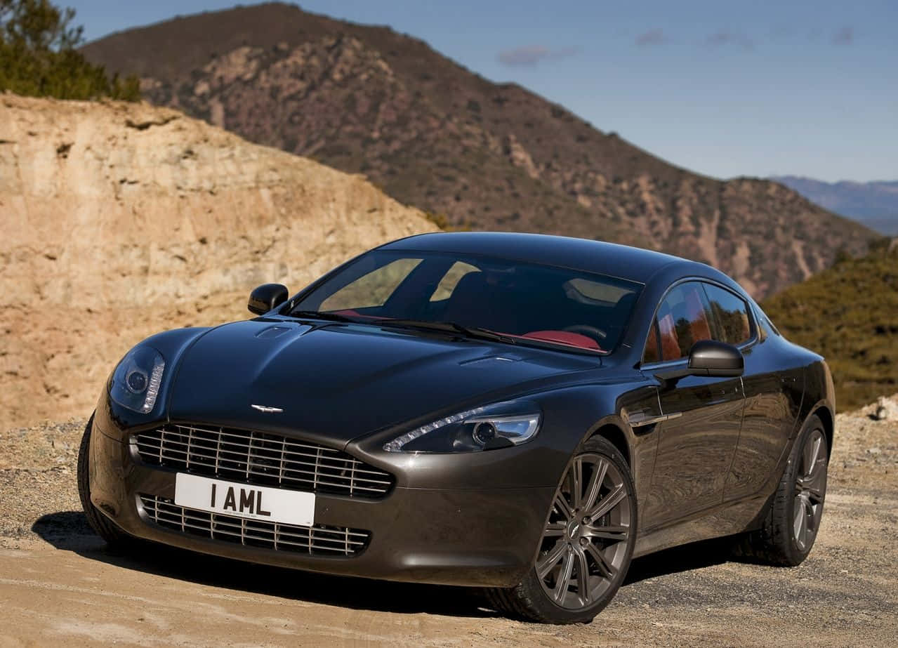 Aston Martin Rapide S, sleek black, dusty mountain road, SD Desktop Wallpaper