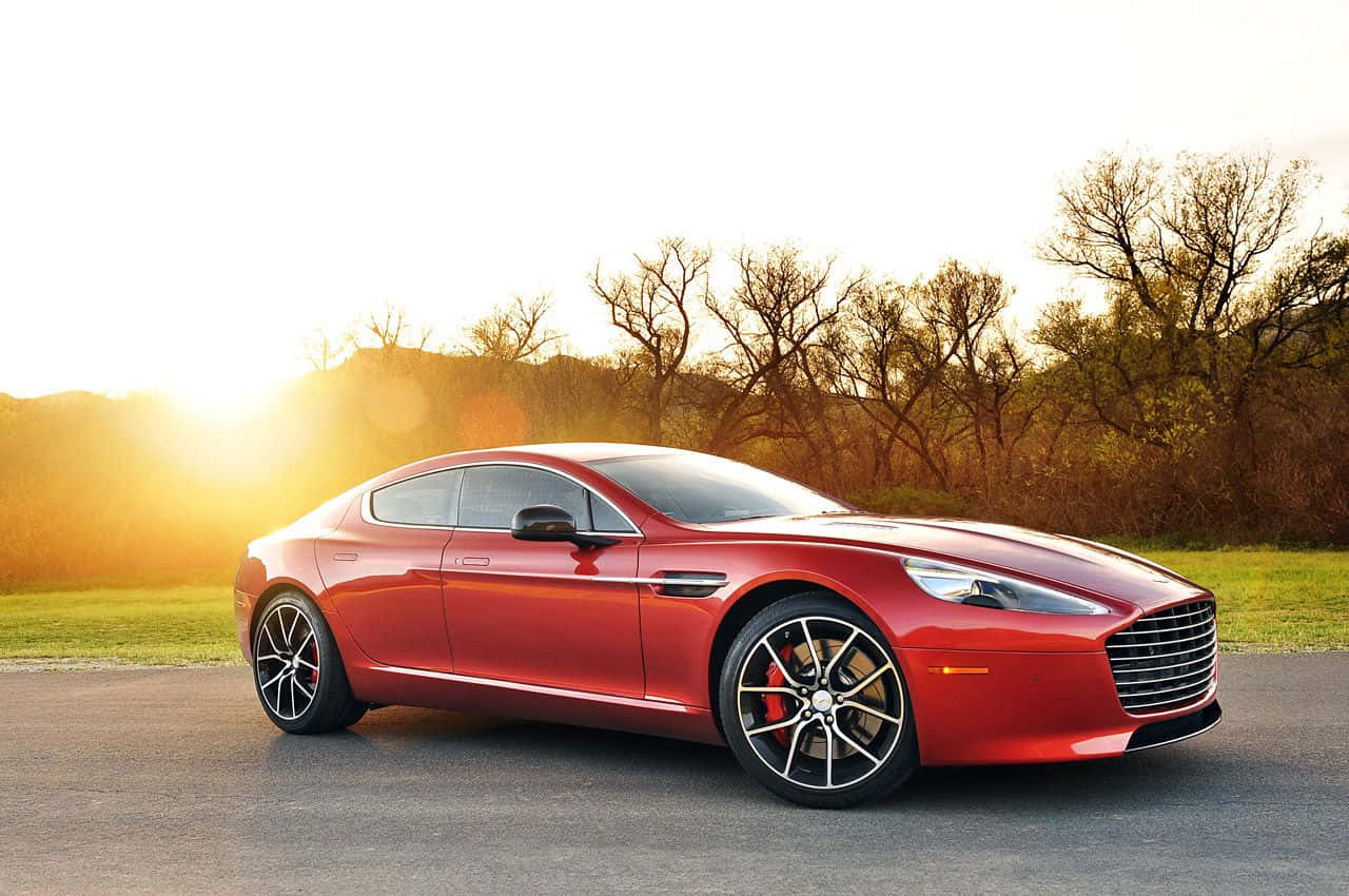 Aston Martin Rapide S, red, golden sunset, HD Desktop Wallpaper