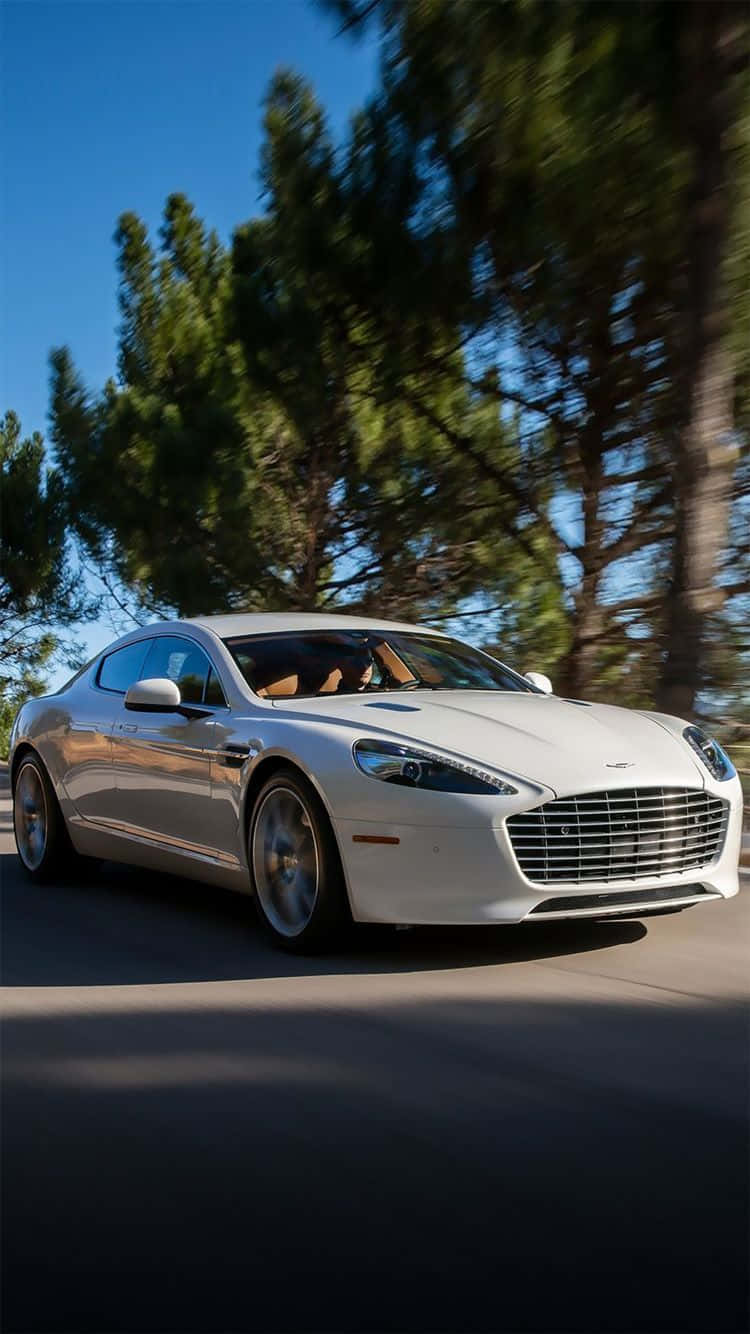 Aston Martin Rapide S, white, sunlit road, HD Phone Wallpaper
