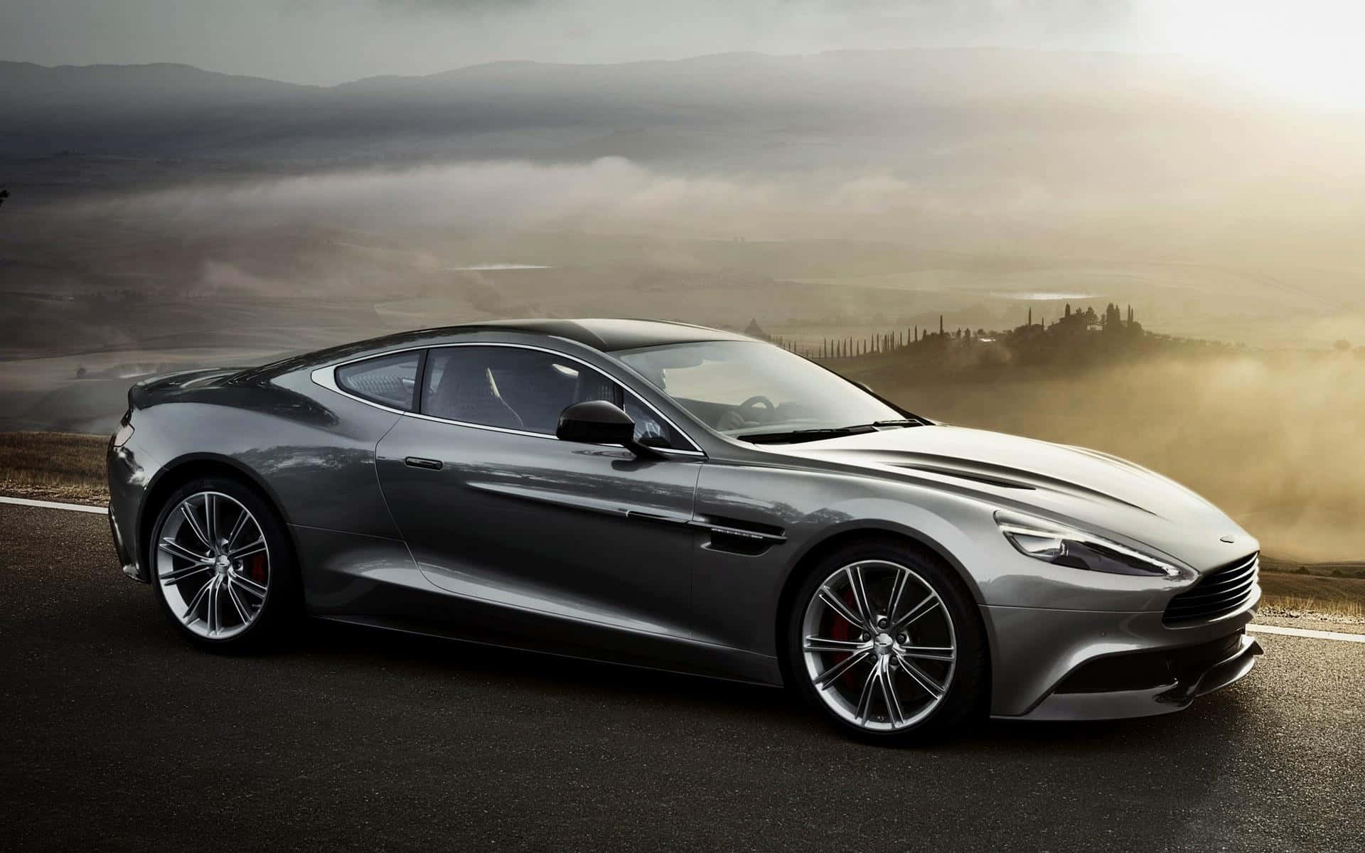 Aston Martin V12 Vantage, silver, winding road, Full HD Desktop Wallpaper