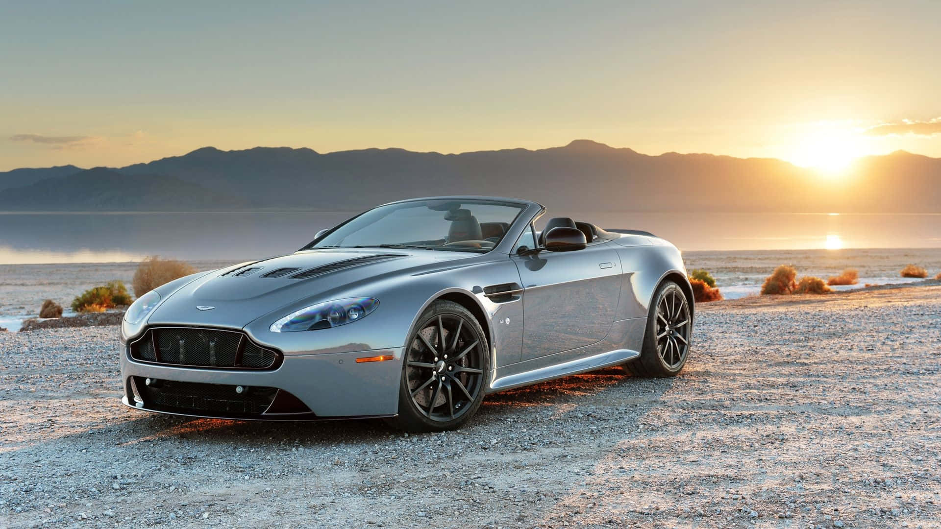 Aston Martin V12 Vantage, silver, convertible, Full HD Desktop Wallpaper