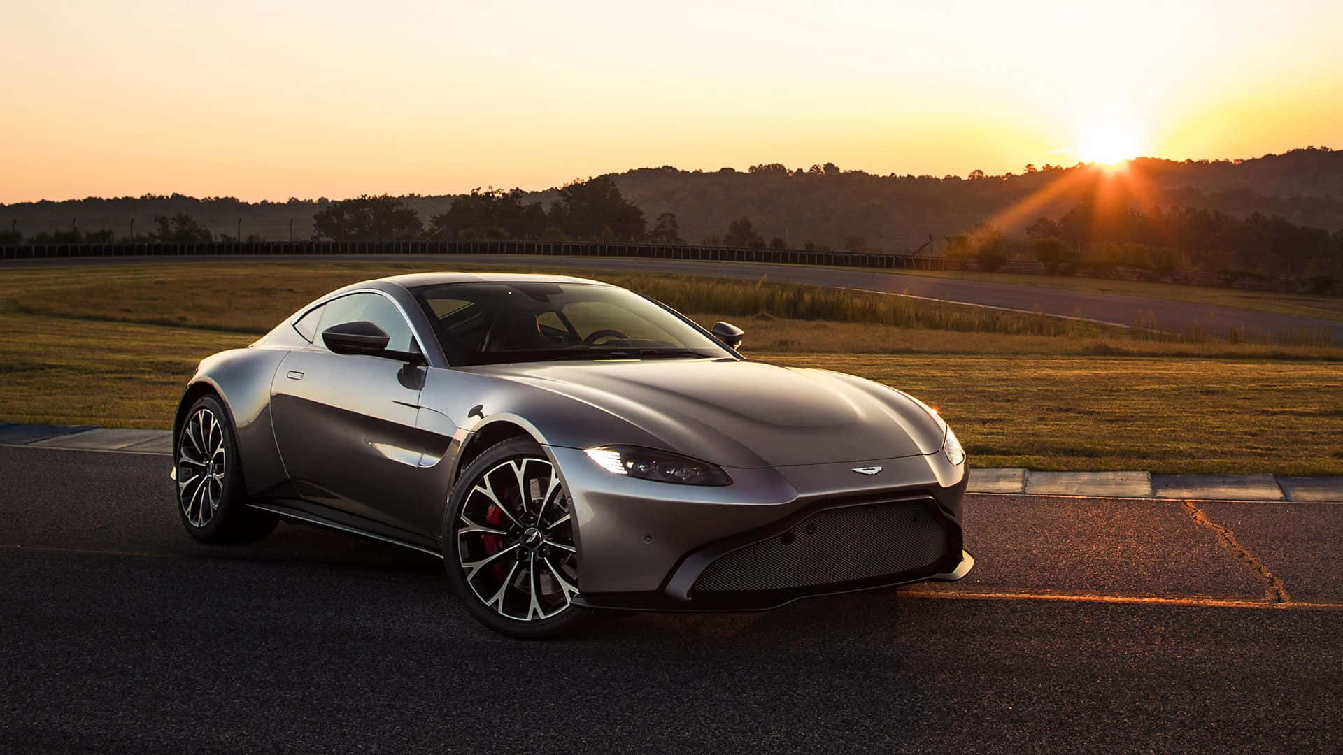 Aston Martin V12 Vantage, silver, racetrack, Full HD Desktop Wallpaper