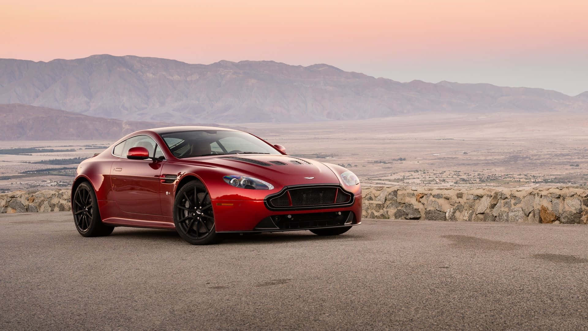 Aston Martin V12 Vantage, red, paved overlook, Full HD Desktop Wallpaper