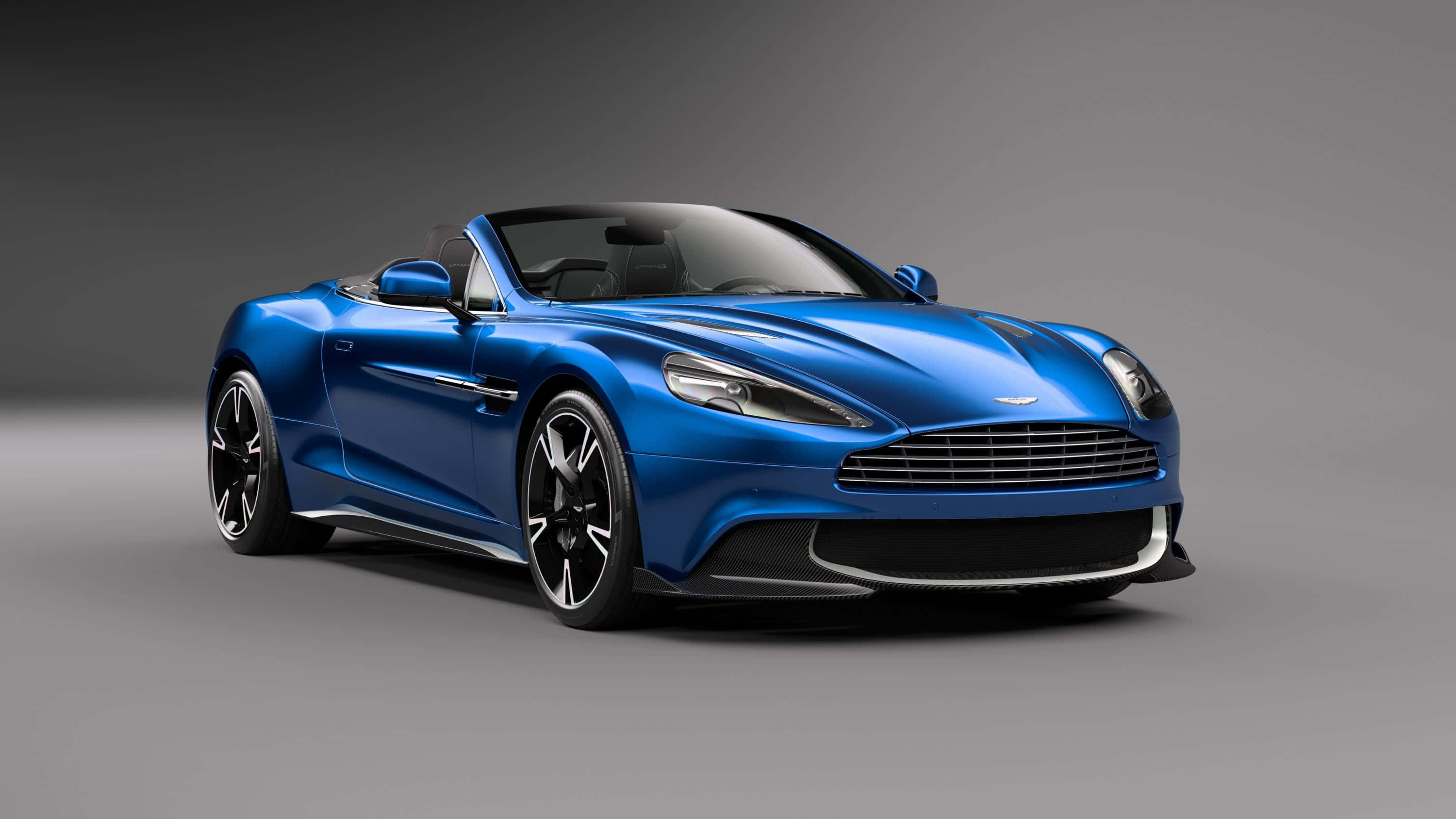 Aston Martin Vanquish, blue, black accents, 2K Desktop Wallpaper