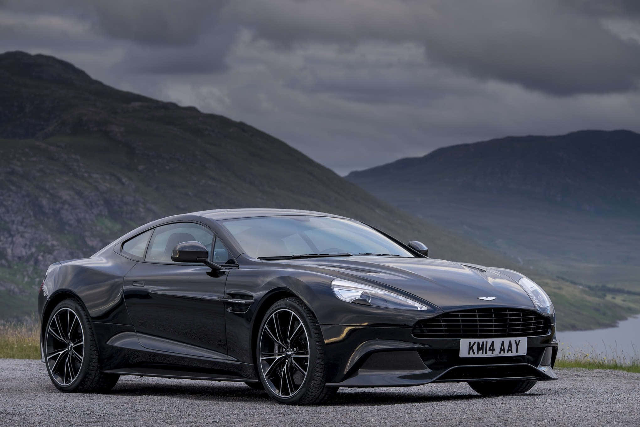 Aston Martin Vanquish, black, gravel road, Full HD Desktop Wallpaper