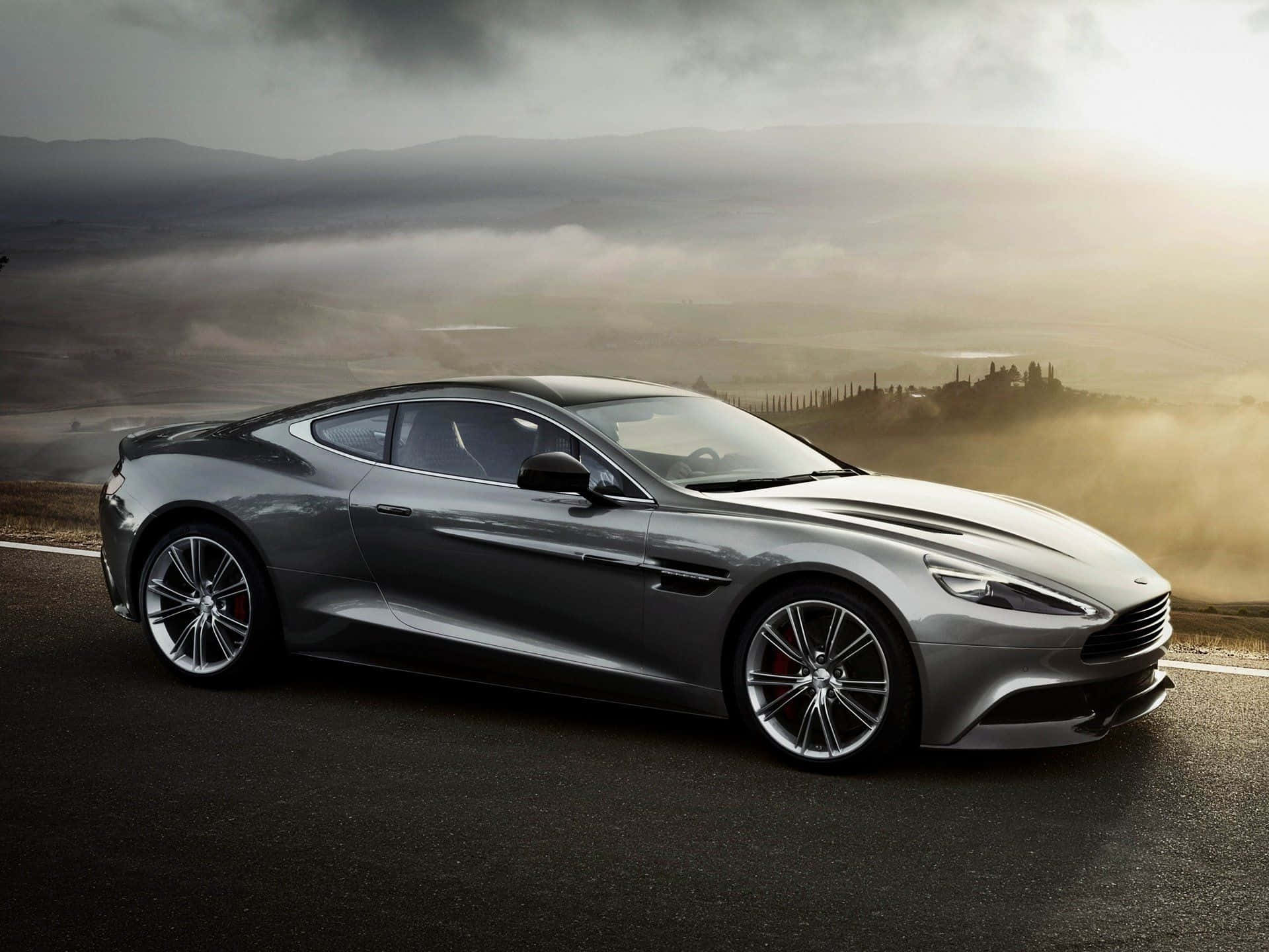 Aston Martin Vanquish, silver, mountain road, Full HD Desktop Wallpaper