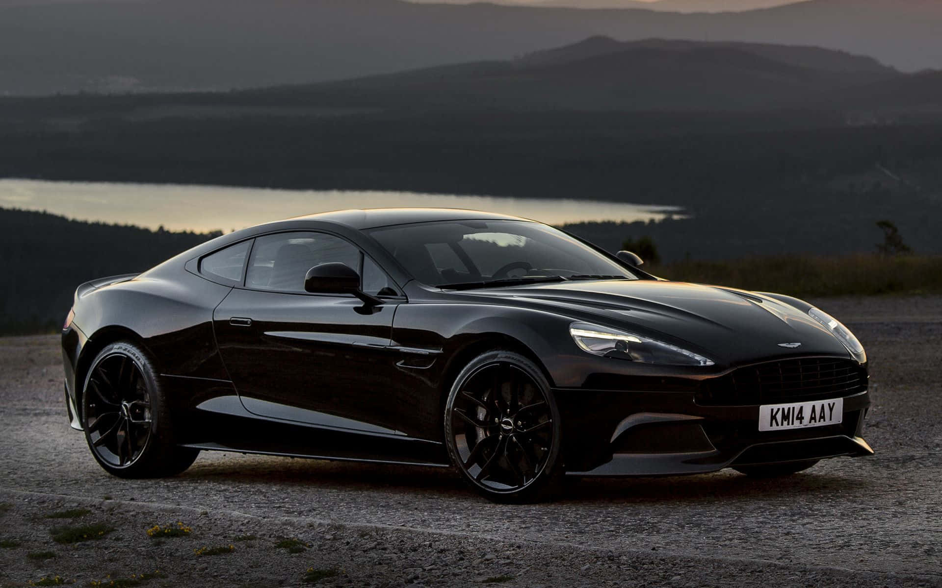 Aston Martin Vanquish, black, gravel overlook, Full HD Desktop Wallpaper