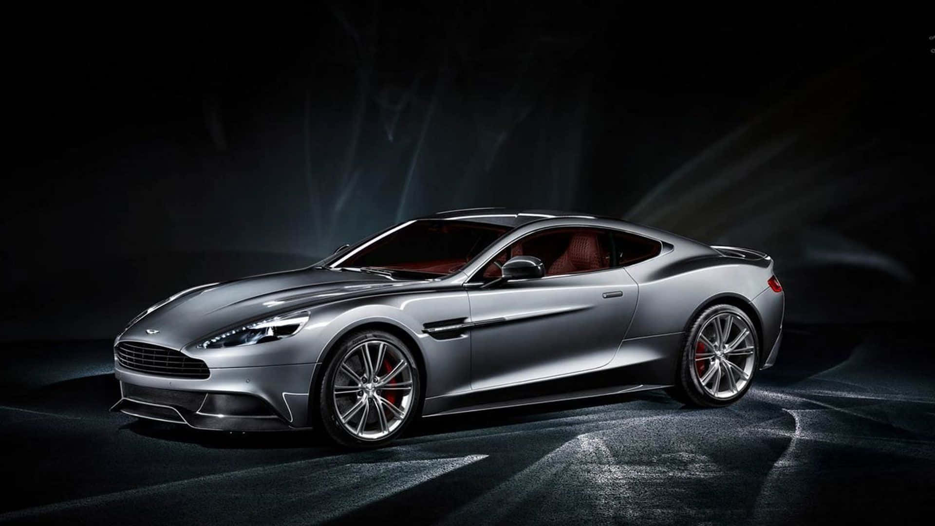 Aston Martin Vanquish, silver, studio lights, Full HD Desktop Wallpaper