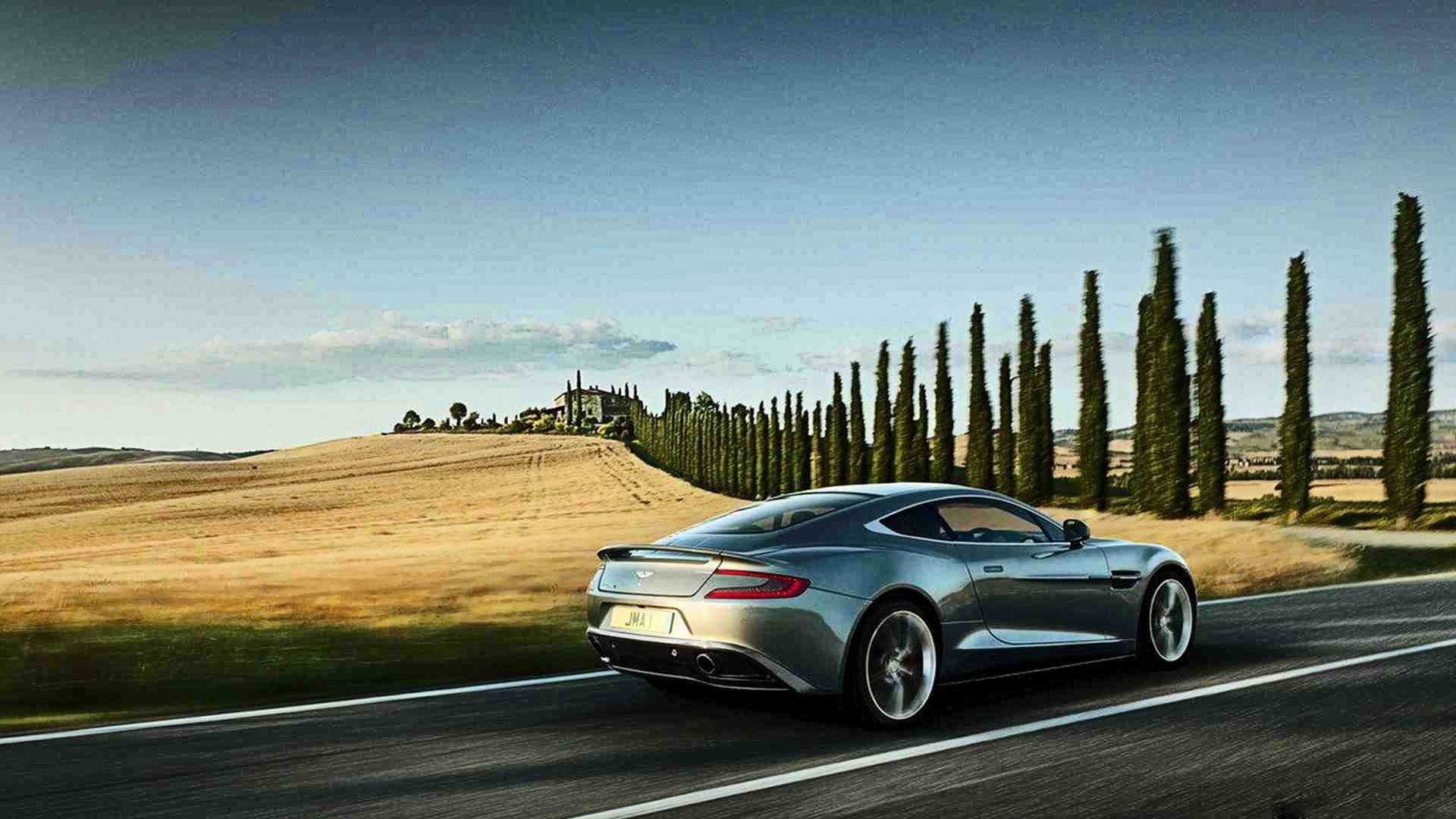 Aston Martin Vanquish, silver, winding road, Full HD Desktop Wallpaper