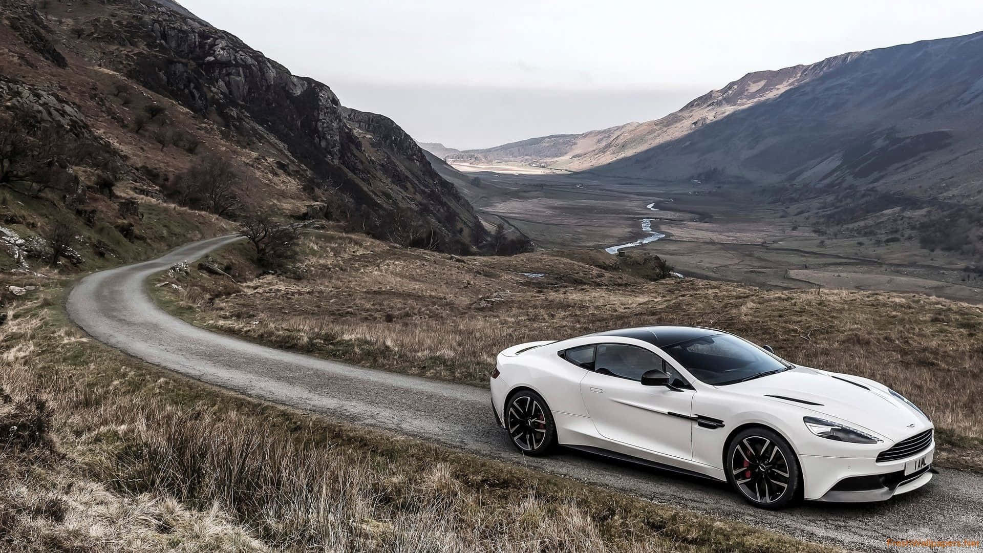 Aston Martin Vanquish, white, gravel road, Full HD Desktop Wallpaper