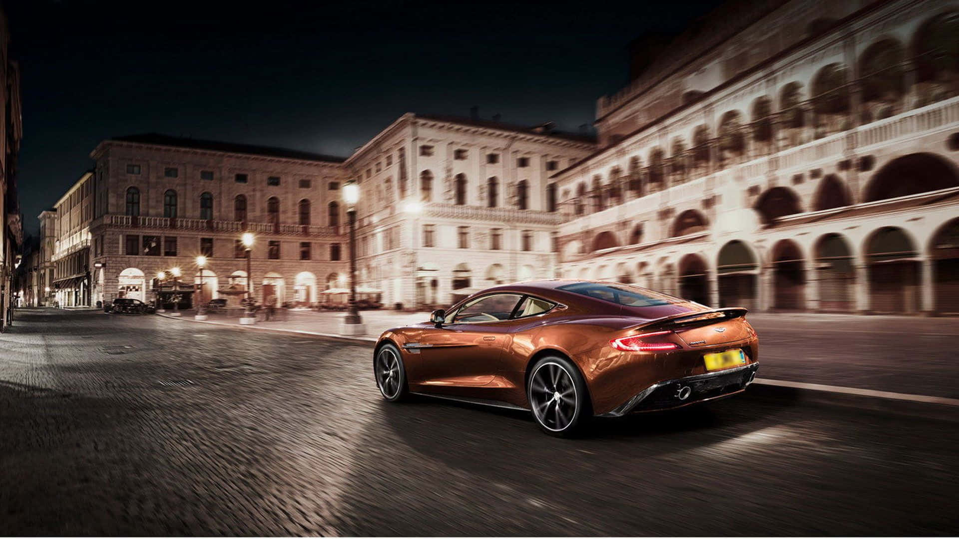Aston Martin Vanquish, bronze, night, Full HD Desktop Wallpaper