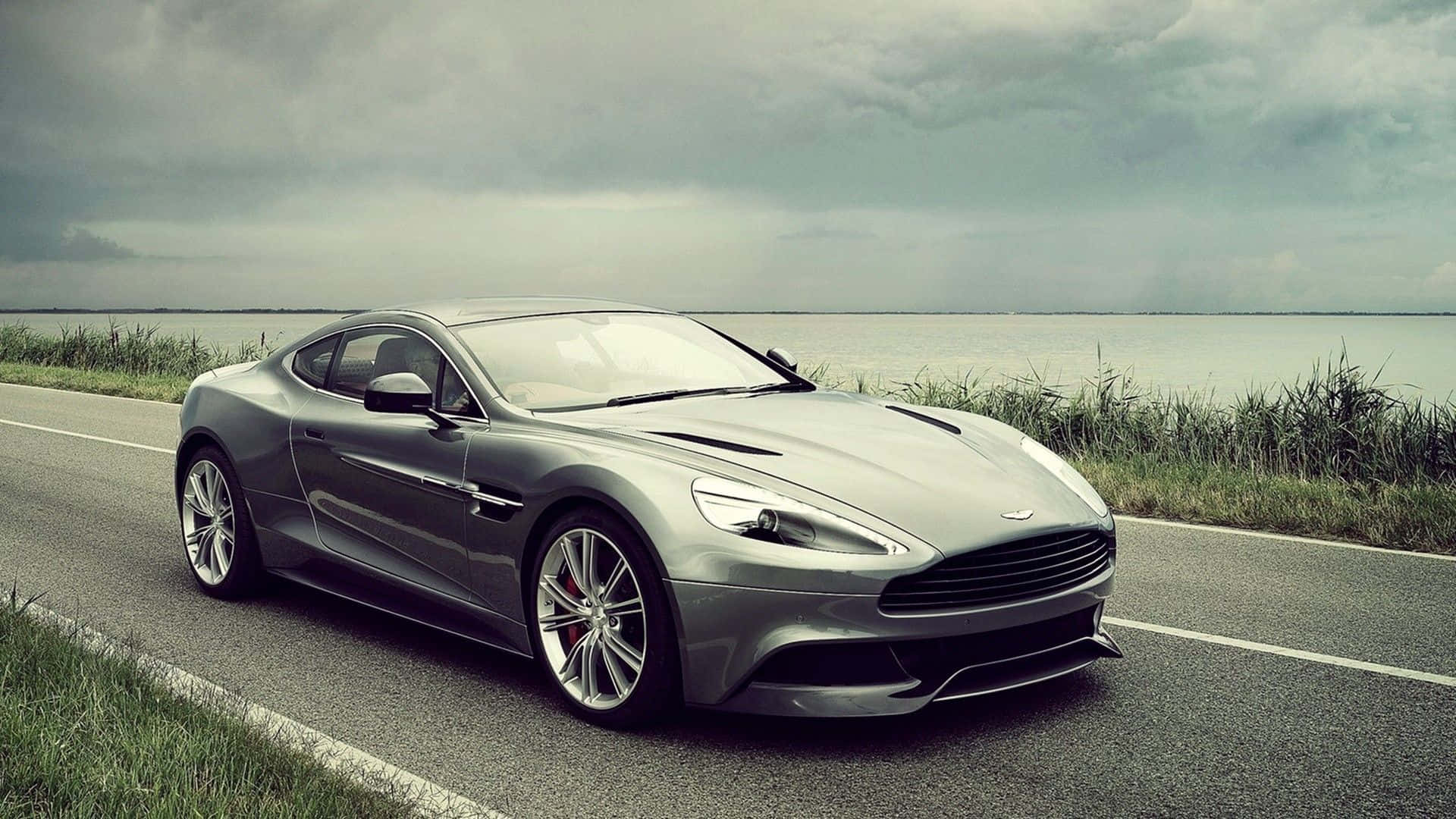 Aston Martin Vanquish, silver, coastal road, Full HD Desktop Wallpaper