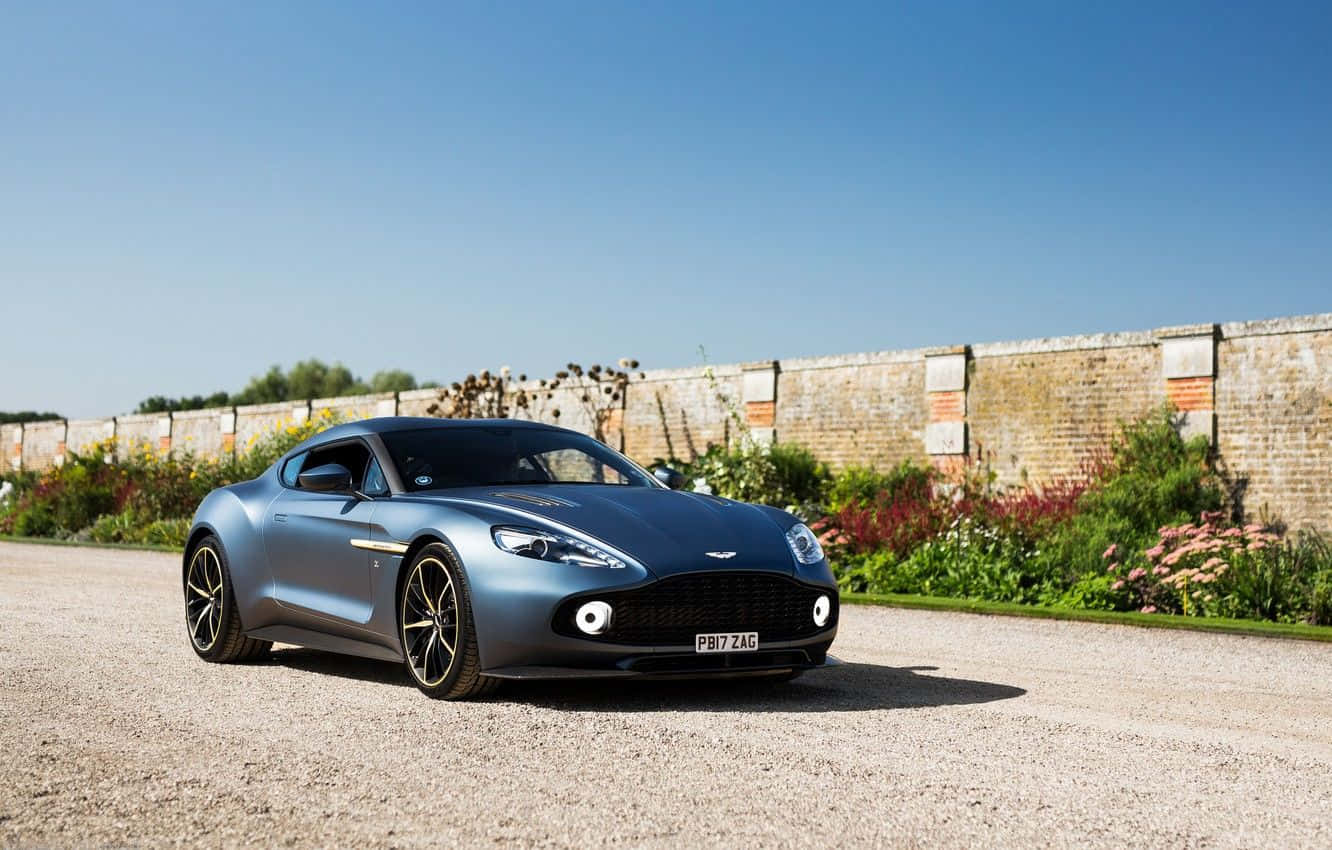 Aston Martin Vanquish, blue, gravel drive, HD Desktop Wallpaper