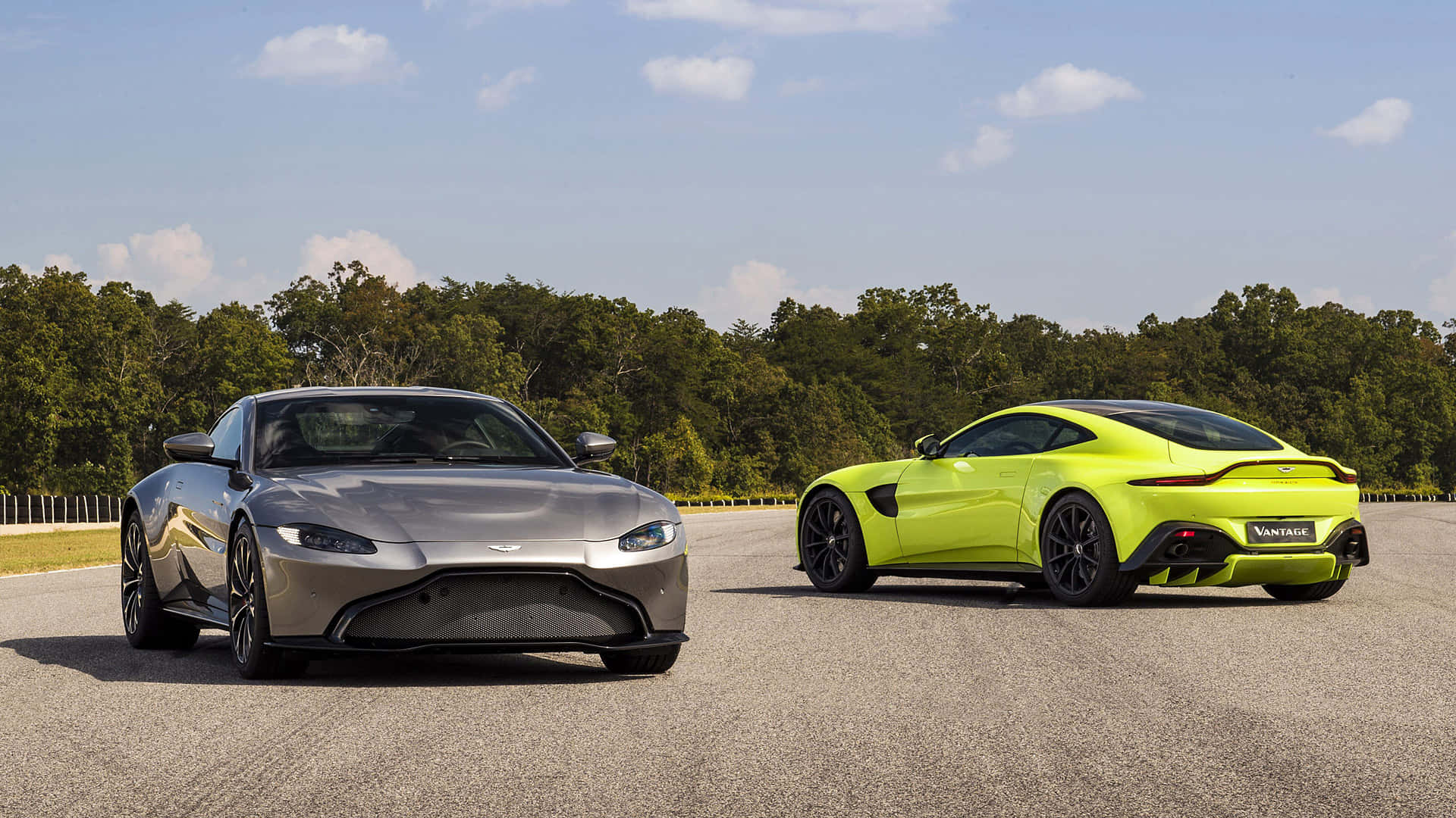 Aston Martin Vantage, silver, neon yellow, Full HD Desktop Wallpaper