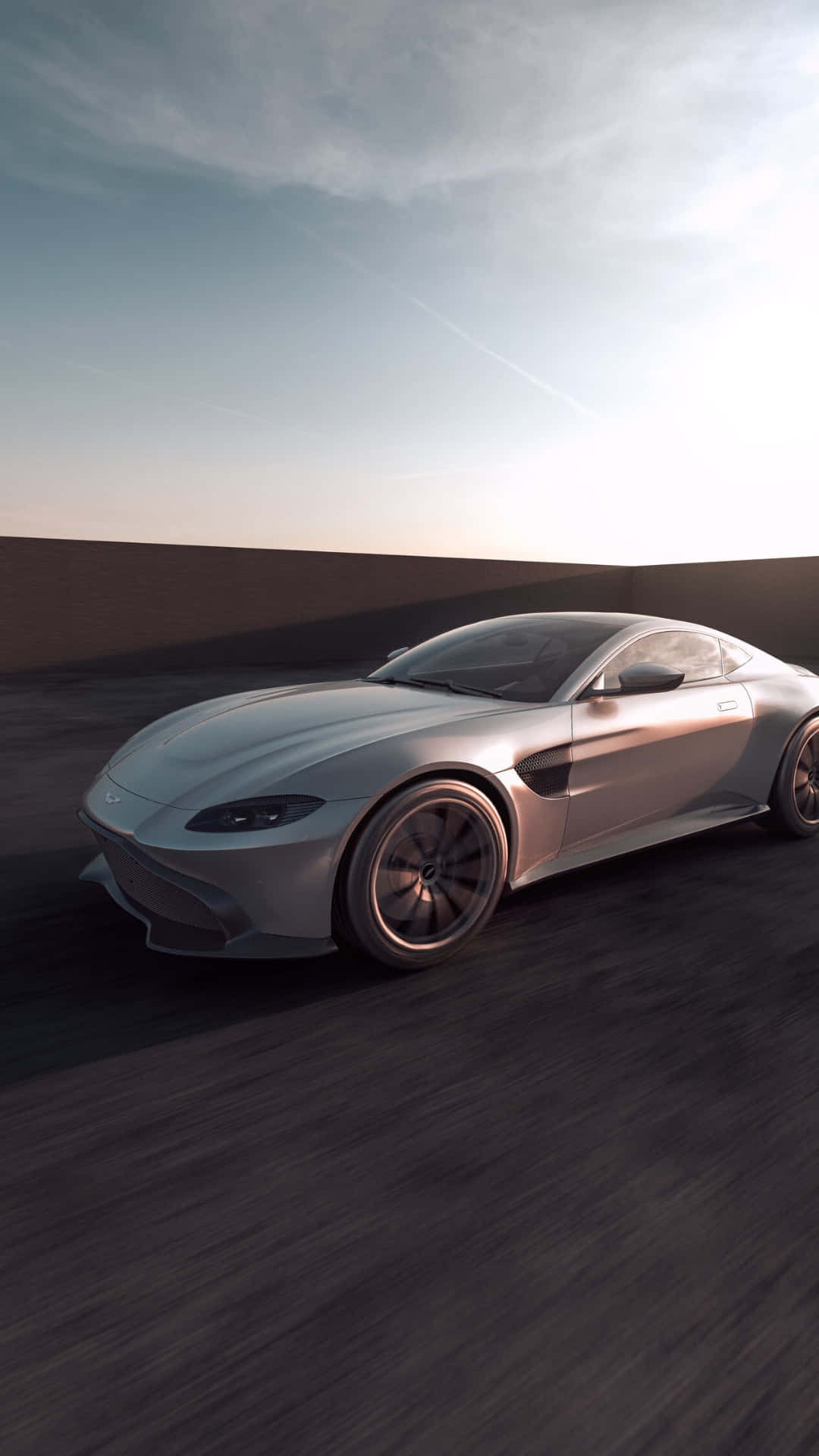 Aston Martin Vantage, silver, dark road, Full HD Phone Wallpaper