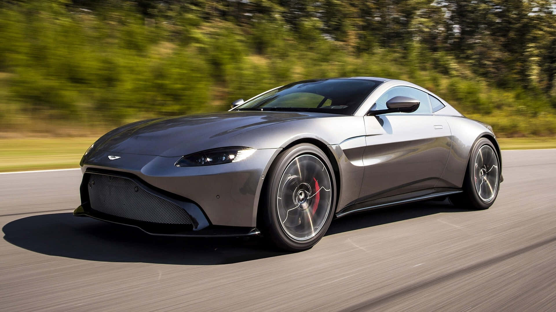 Aston Martin Vantage, silver, sunlit road, Full HD Desktop Wallpaper