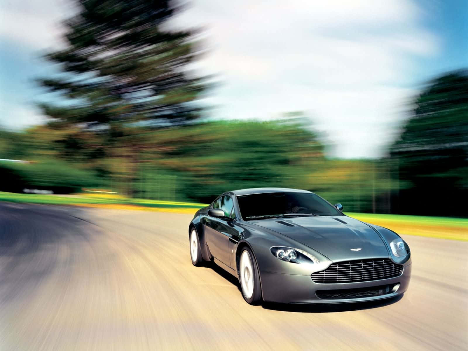 Aston Martin Vantage, silver, winding road, HD Desktop Wallpaper
