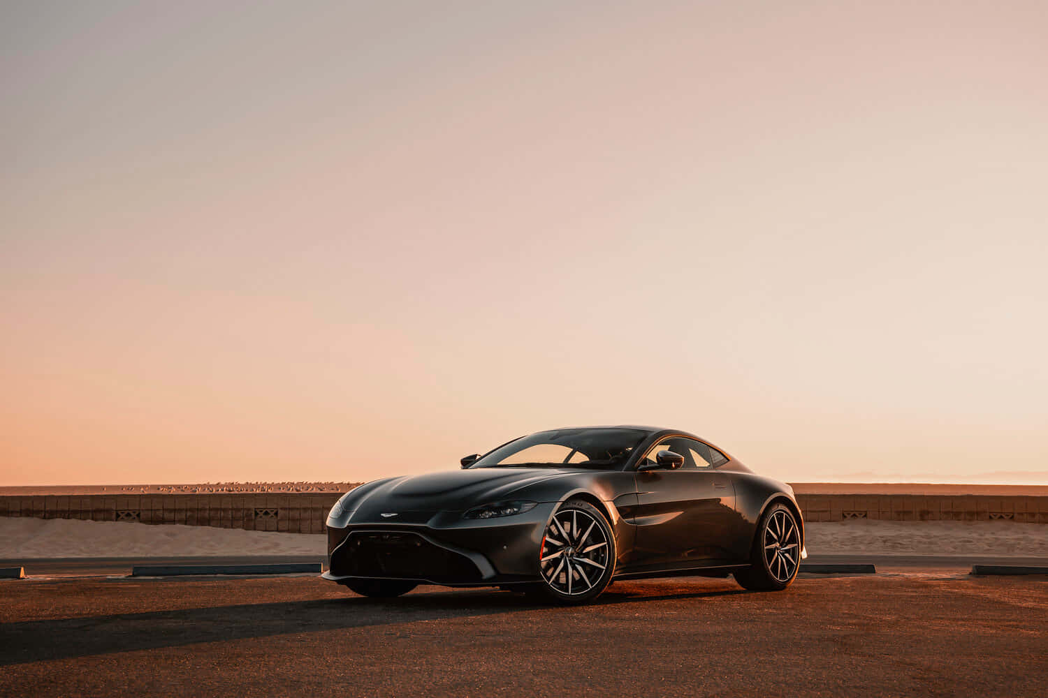 Aston Martin Vantage, black, desert road, HD Desktop Wallpaper
