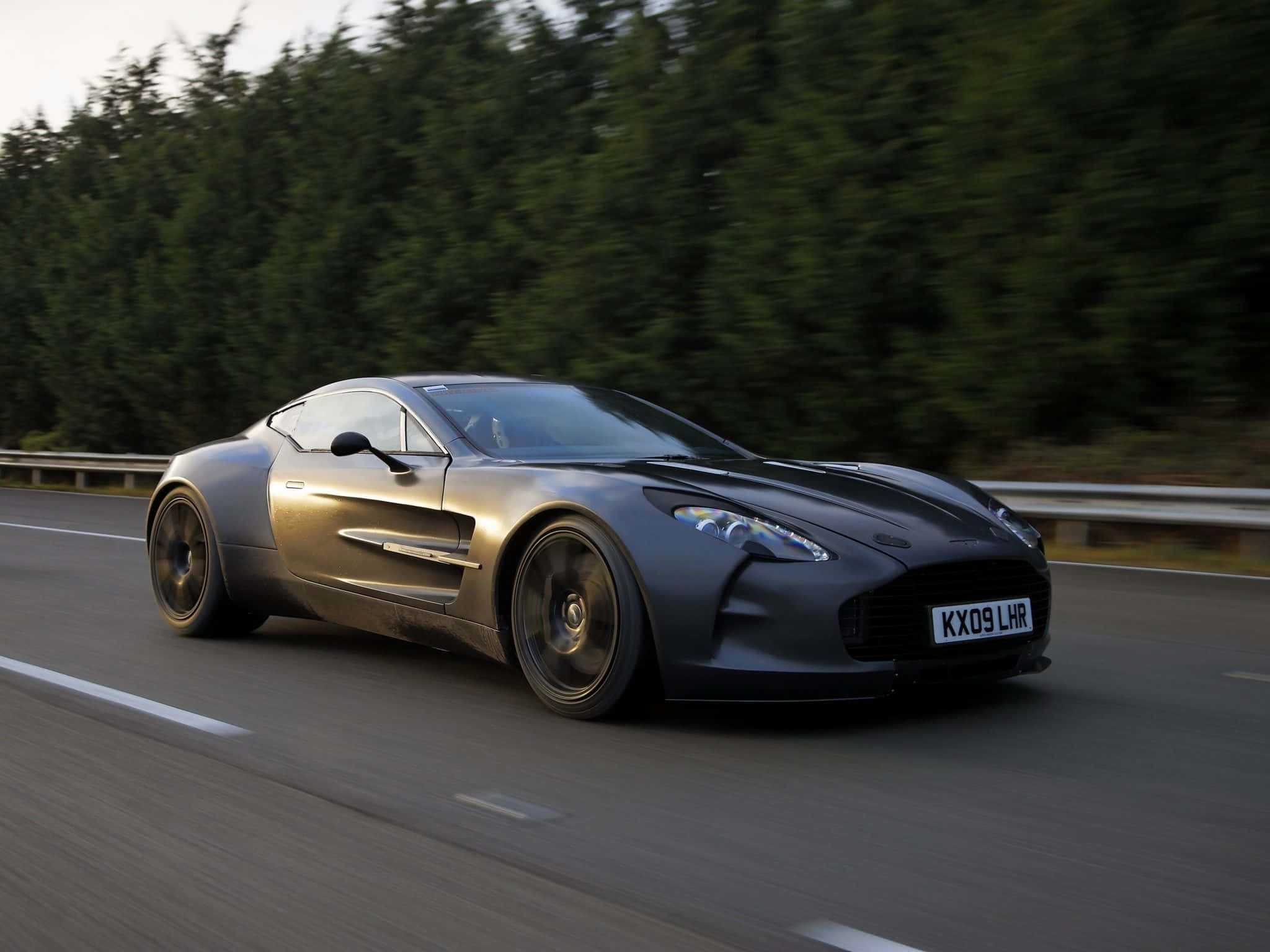 Aston Martin One-77, matte gray, winding road, Full HD Desktop Wallpaper