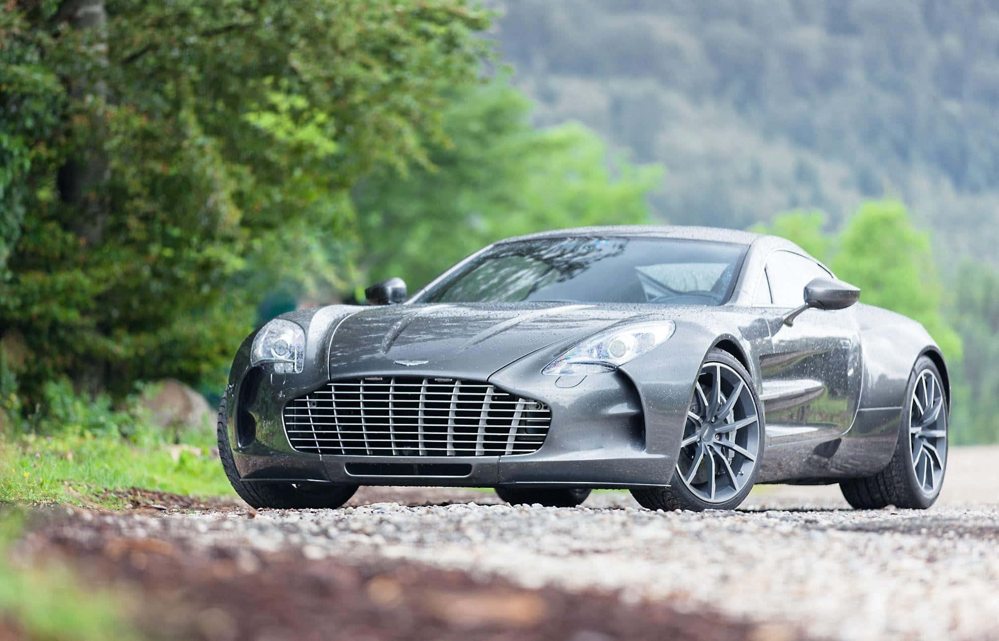 Aston Martin One-77, silver, gravel road, Full HD Desktop Wallpaper