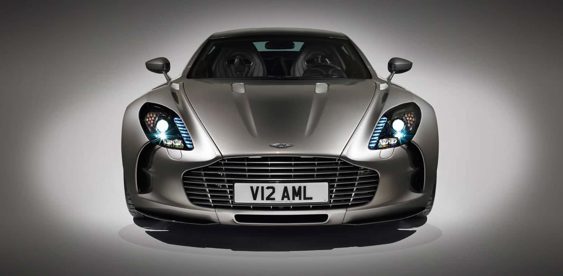 Aston Martin One-77, silver, glowing headlights, HD Desktop Wallpaper