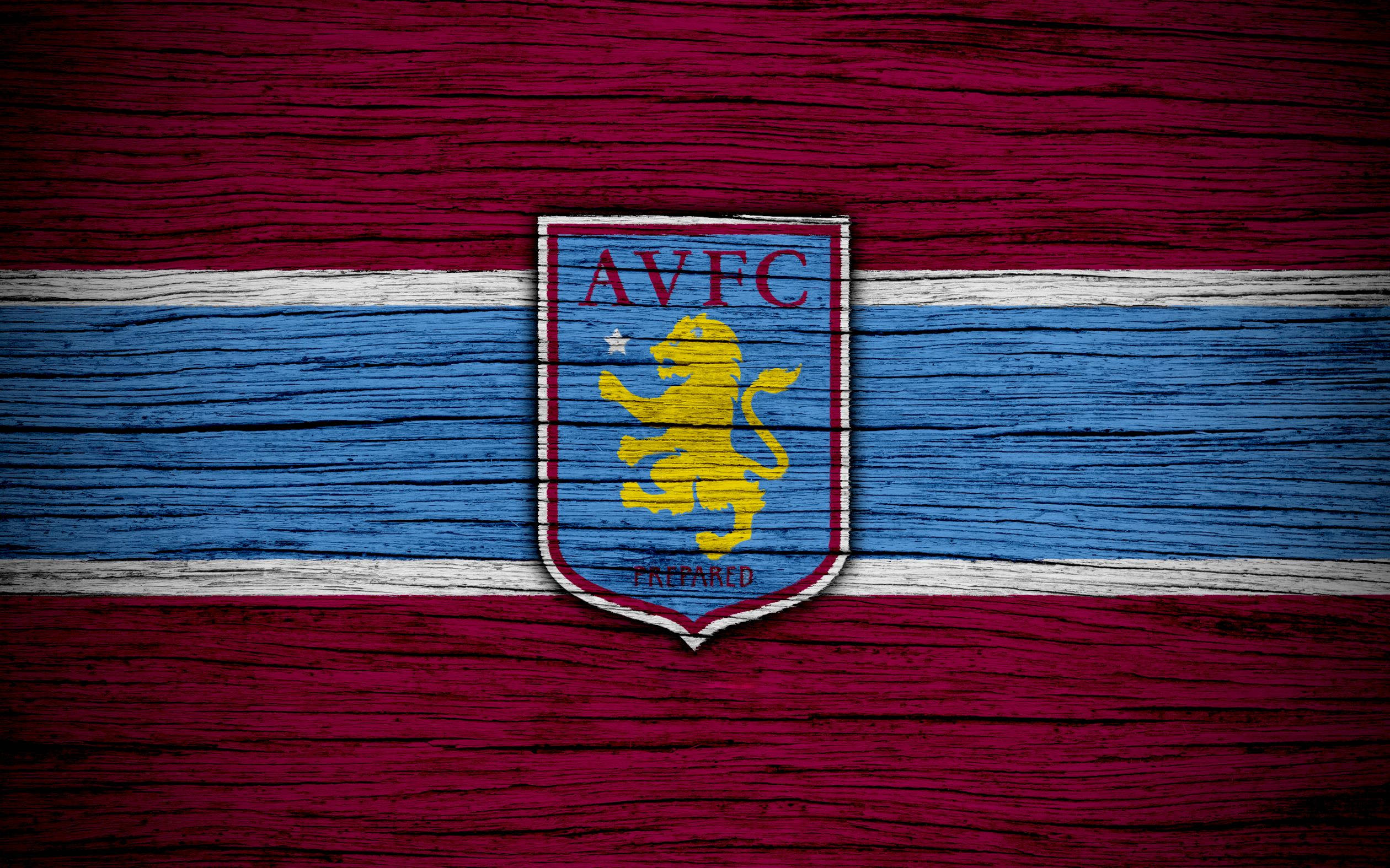 Aston Villa FC, golden lion, blue and claret stripes, Full HD Desktop Wallpaper