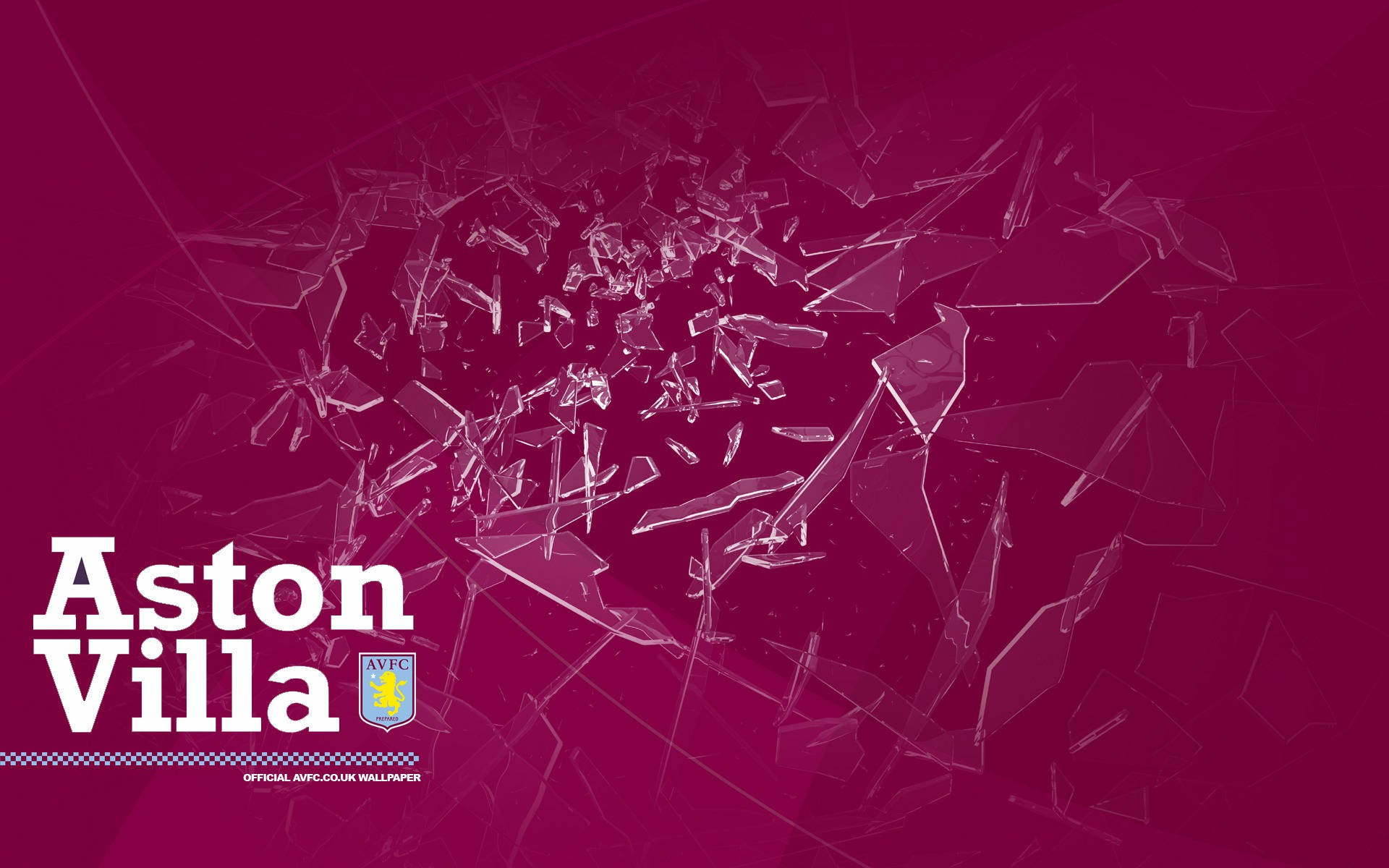 Aston Villa FC, shattered glass fragments, deep magenta background, Full HD Desktop Wallpaper