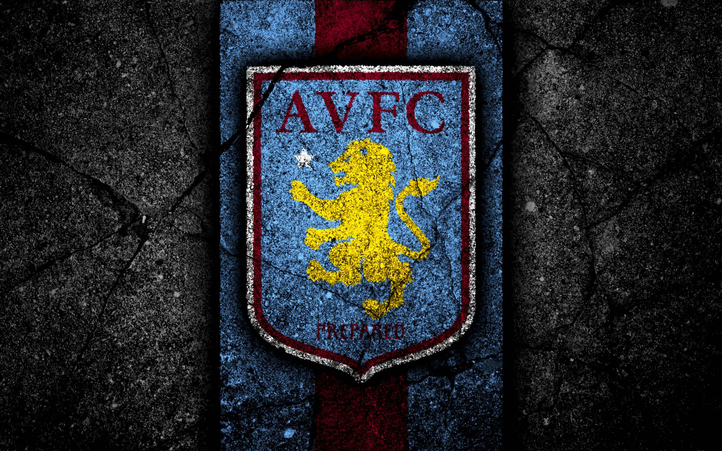 Aston Villa FC, yellow lion, blue and red stripes, Full HD Desktop Wallpaper