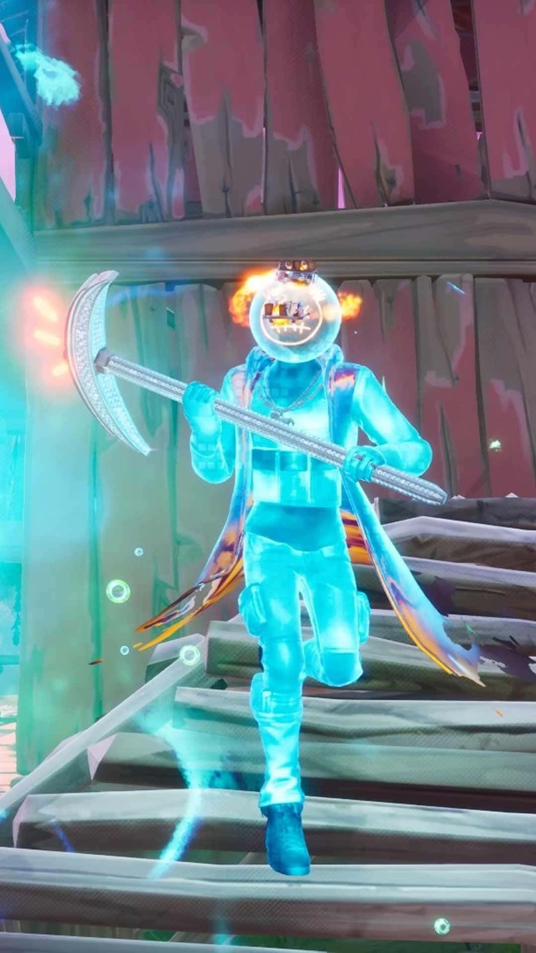 Astro Jack, glowing blue armored character, fiery helmet, Full HD Phone Wallpaper