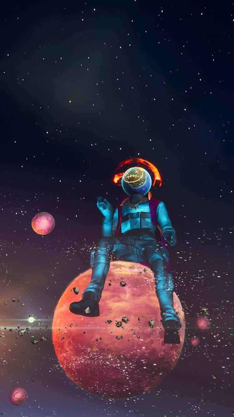Astro Jack, glowing blue suit, fiery red planet, HD Phone Wallpaper