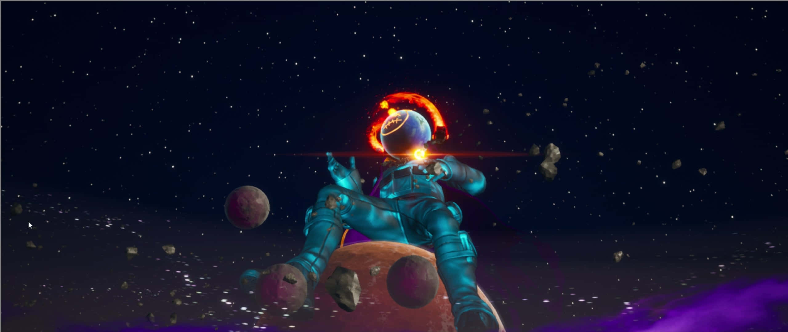 Astro Jack, reddish asteroid, glowing orb, 2K Desktop Wallpaper