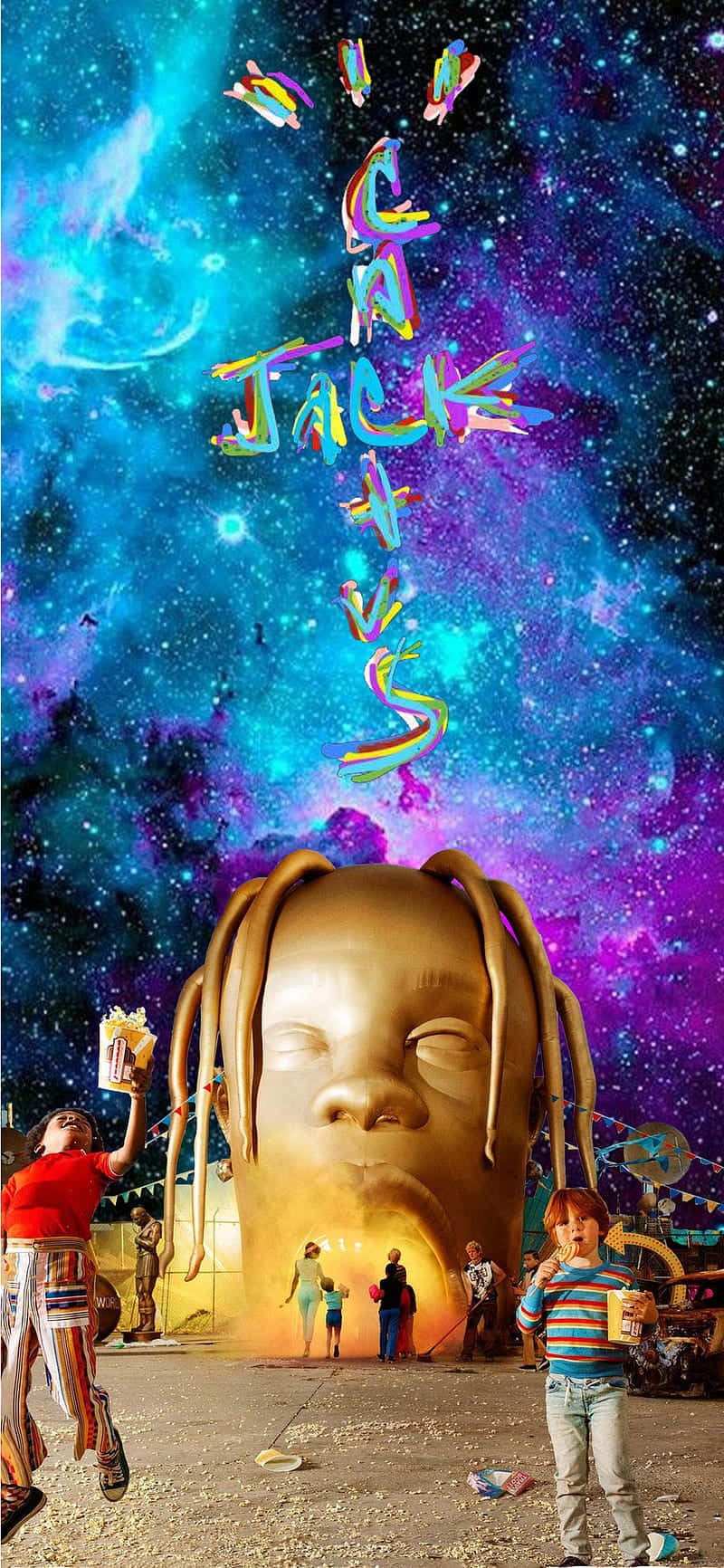 Astro Jack, golden baby head, cosmic galaxy, HD Phone Wallpaper