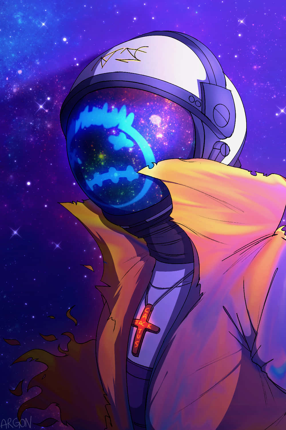 Astro Jack, anime astronaut, helmet with a galaxy reflection, HD Phone Wallpaper