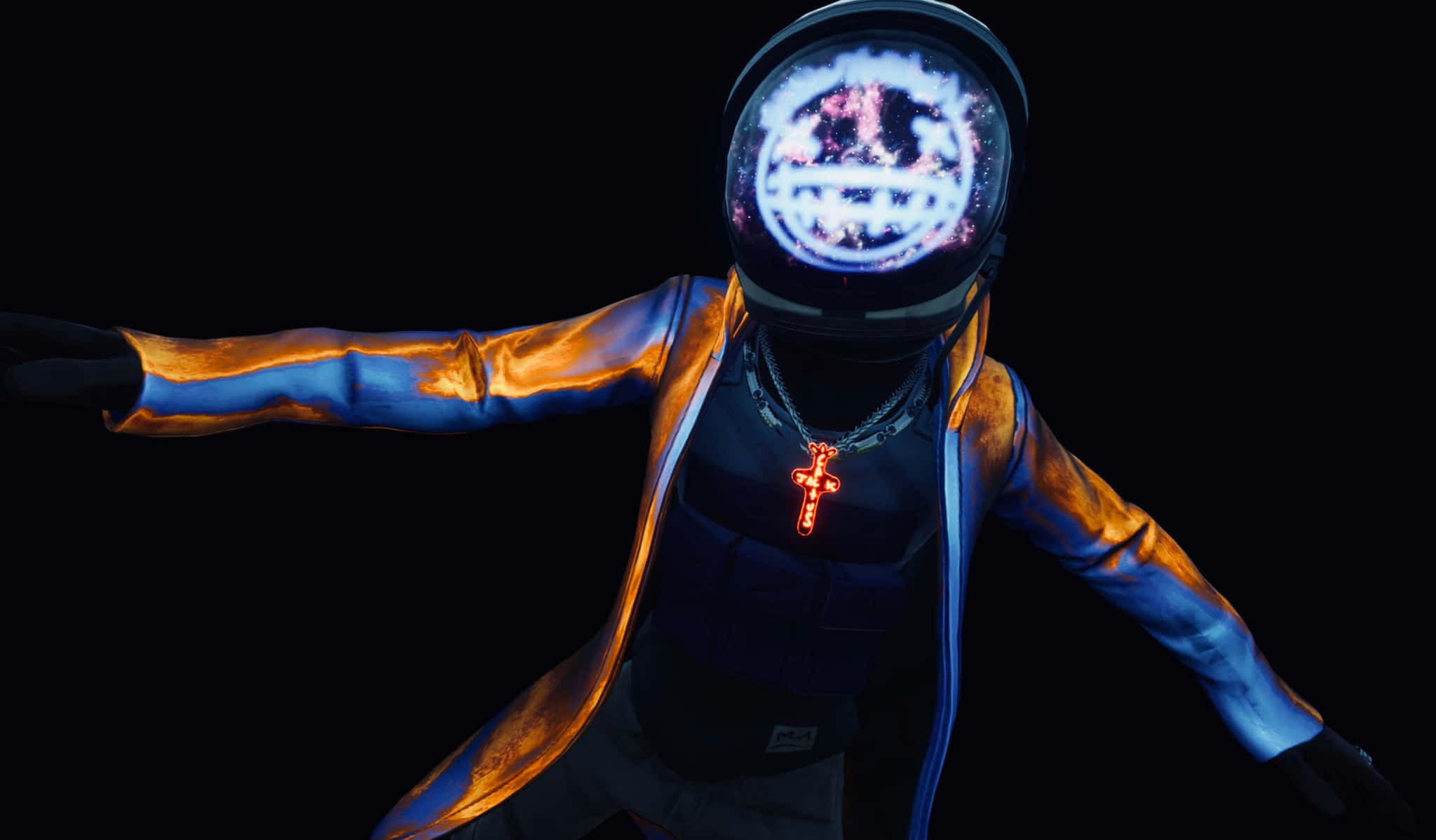 Astro Jack, glowing helmet, cosmic smiley face, Full HD Desktop Wallpaper