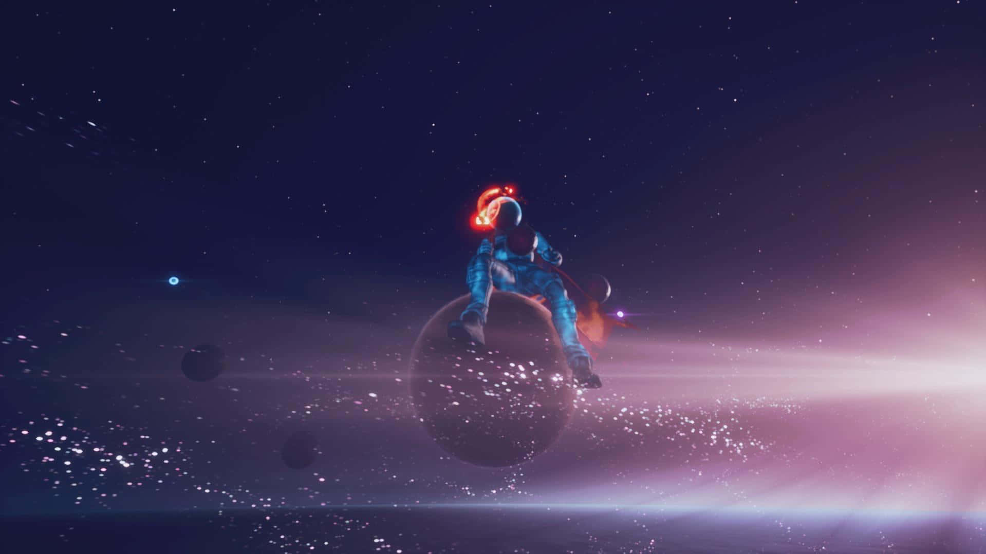 Astro Jack, blue suit, glowing cosmic sphere, HD Desktop Wallpaper
