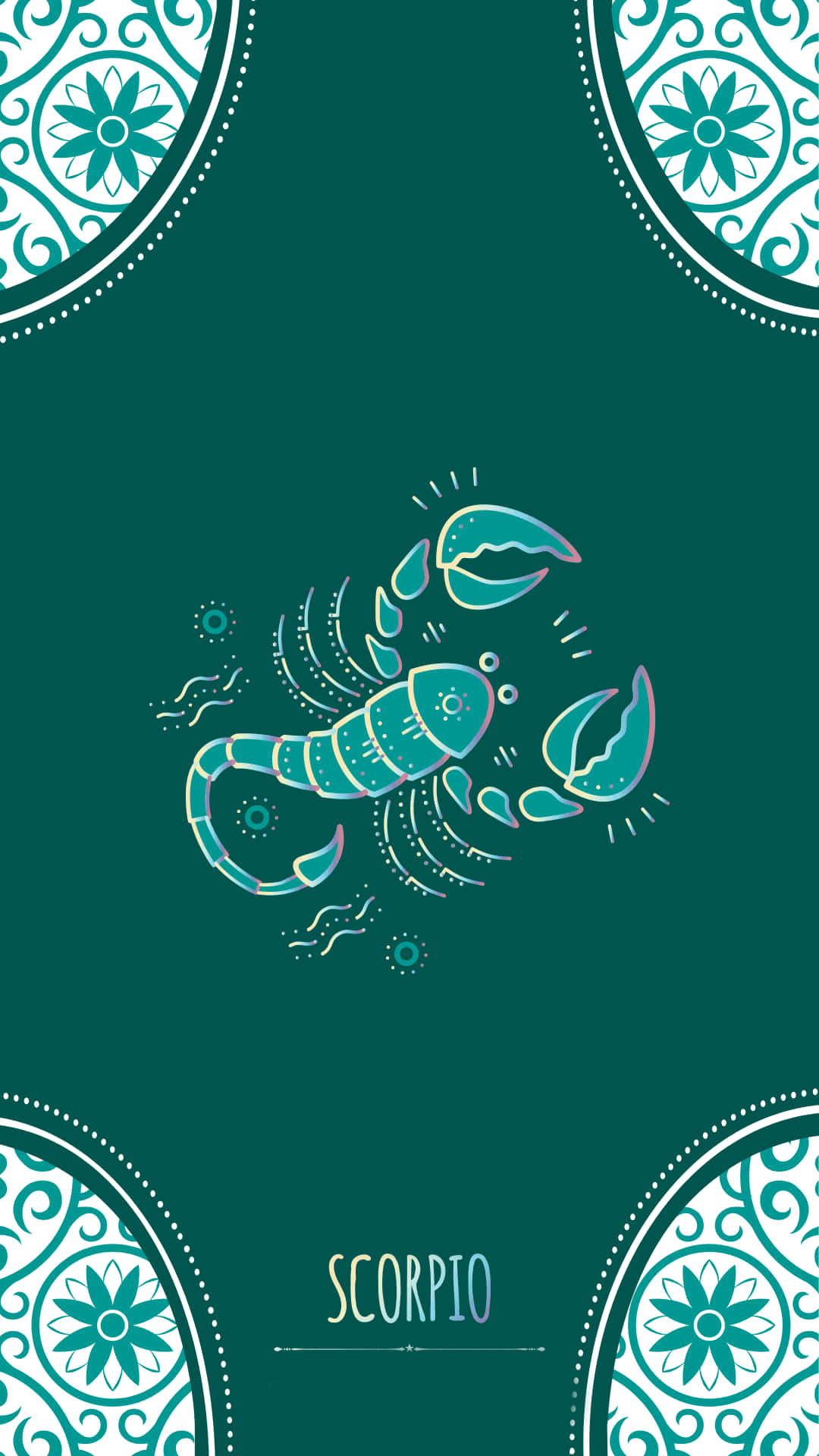 Astrology iPhone, teal scorpion illustration, dark green background, Full HD Phone Wallpaper
