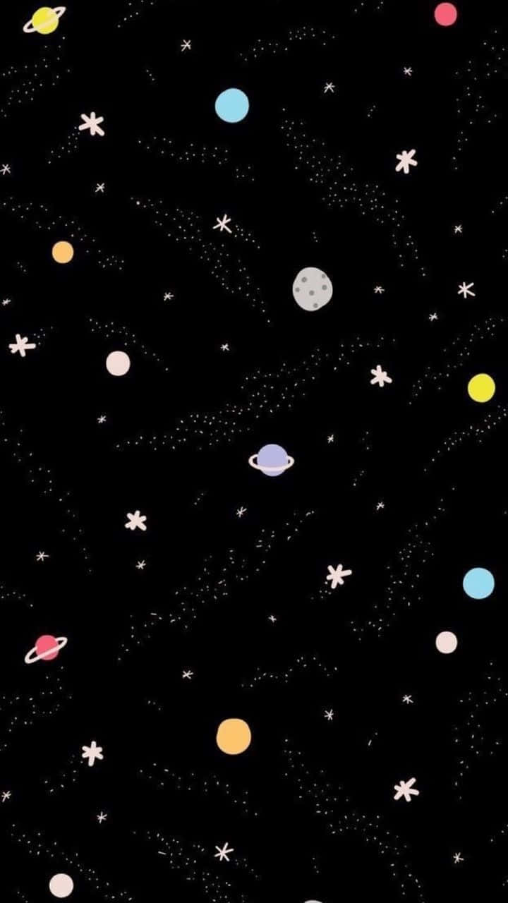 astrology iPhone, cartoon galaxy, colorful planets, HD Phone Wallpaper