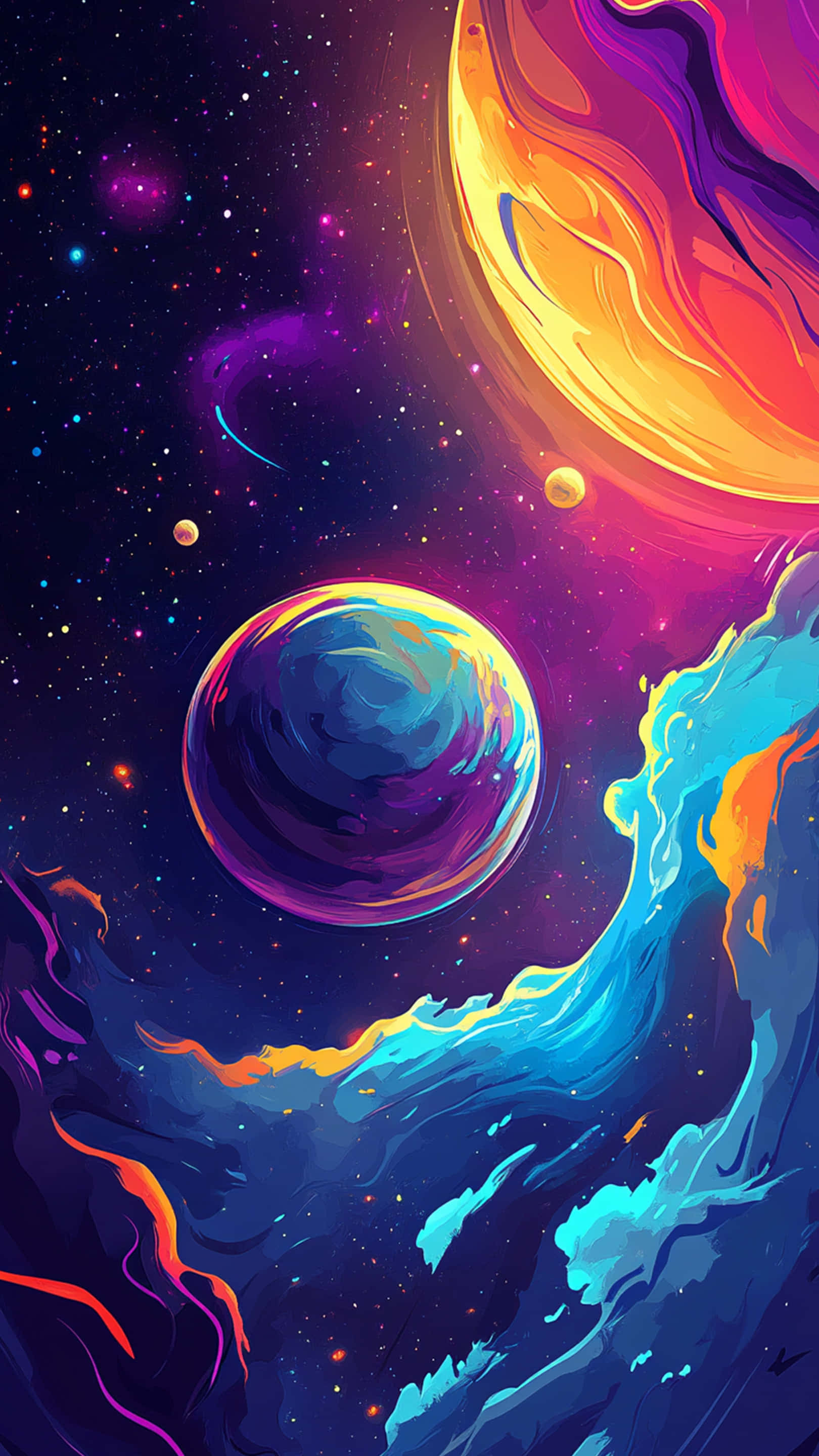 galaxy, blue background, swirling nebulae, 2K Phone Wallpaper