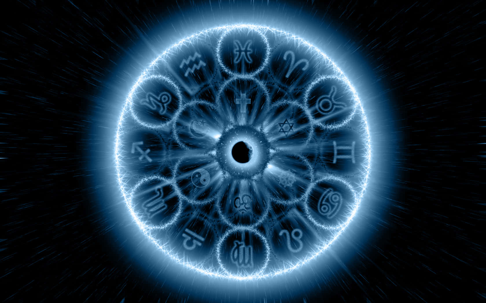 zodiac signs energy wheel, glowing blue, electric energy, HD Desktop Wallpaper