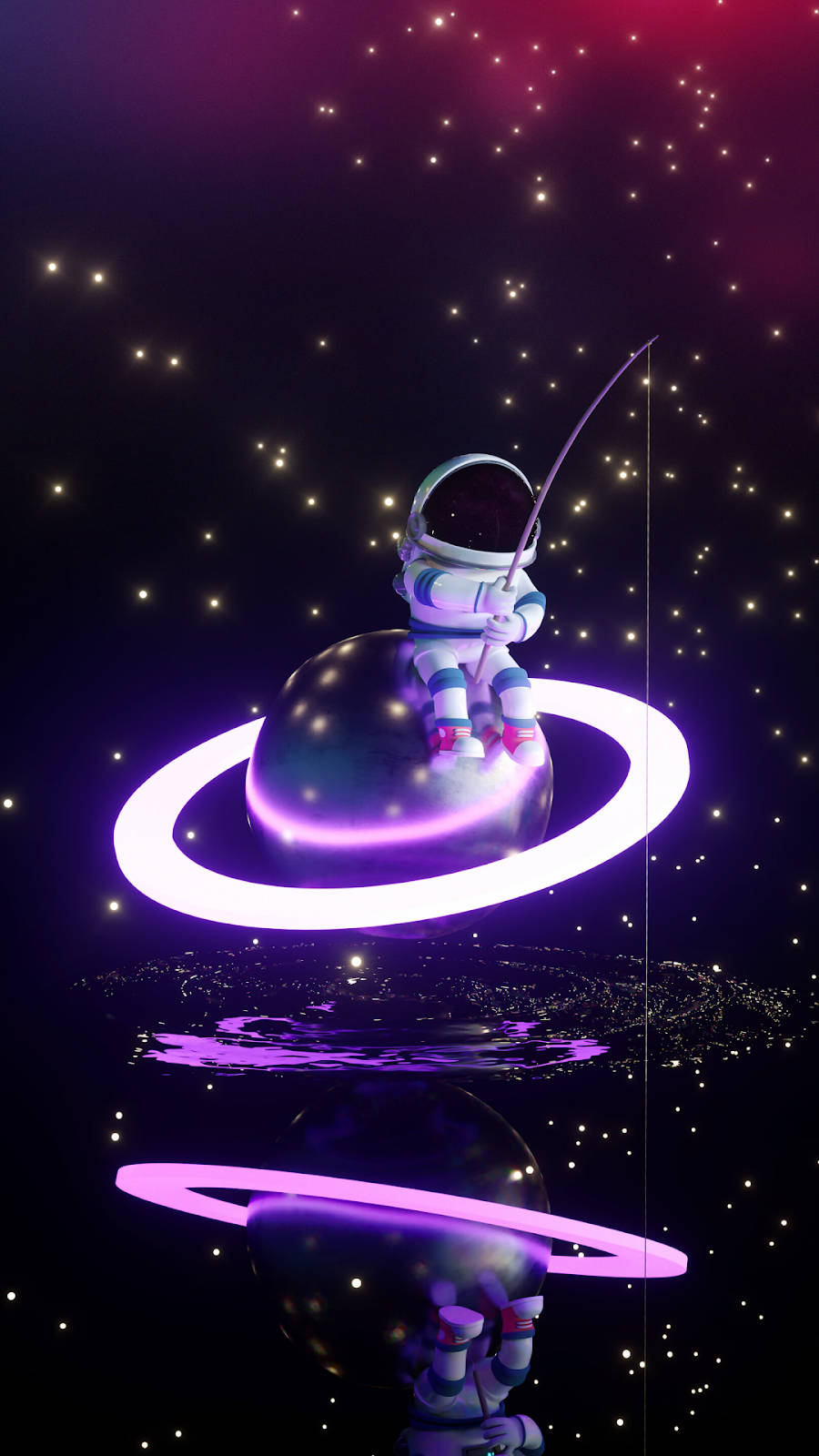 Astronaut Aesthetic, glowing purple ringed planet, starry cosmic void, HD Phone Wallpaper