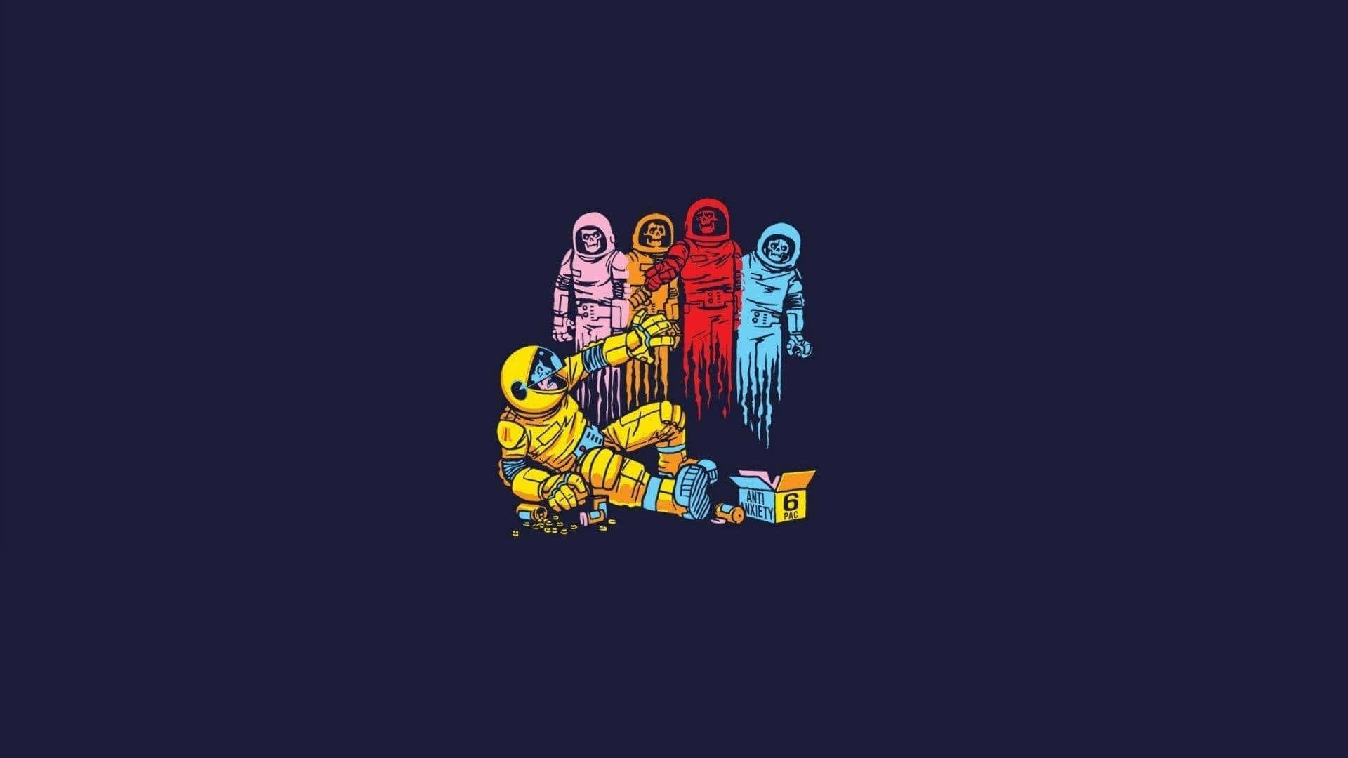 astronaut, yellow astronaut, box labeled 'ALL 6', Full HD Desktop Wallpaper