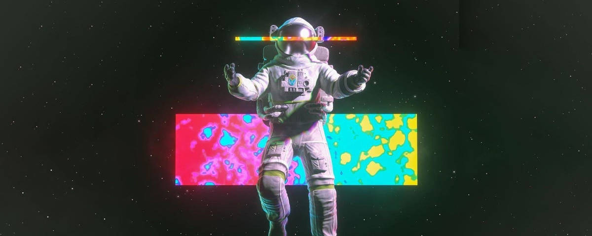 astronaut, white suit, glowing rainbow visor, SD Desktop Wallpaper