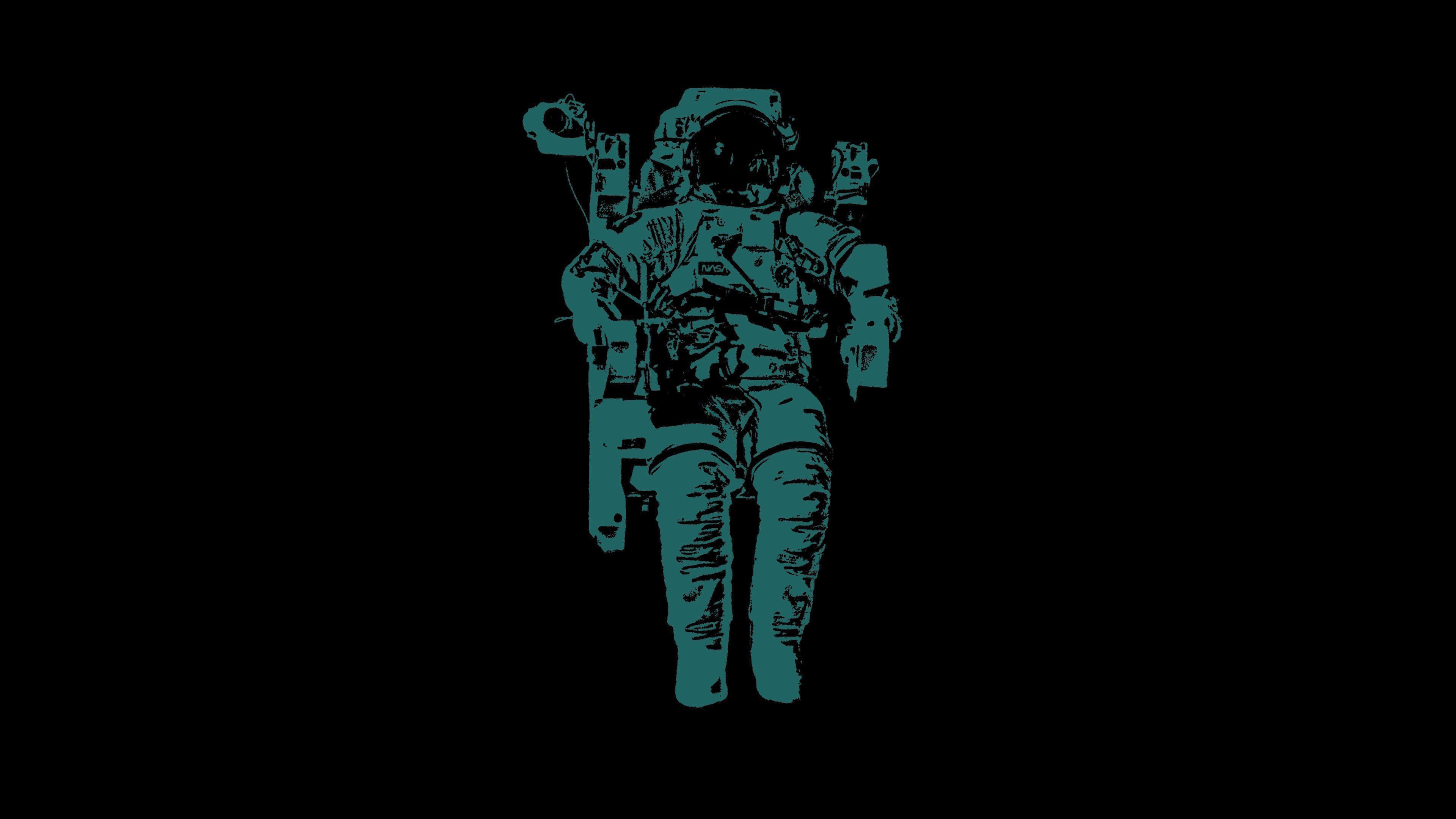 Astronaut, Earth, teal, 4K Desktop Wallpaper
