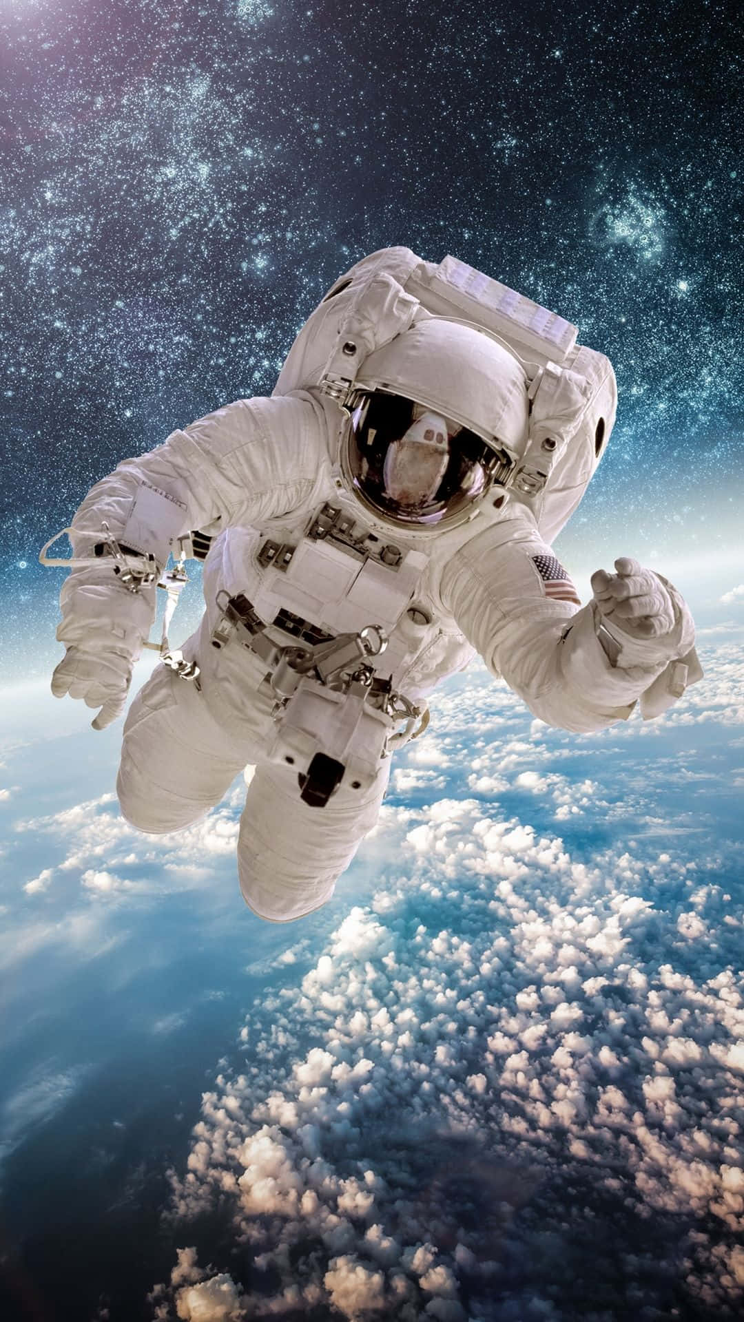 astronaut, Earth, cloud layer, Full HD Phone Wallpaper