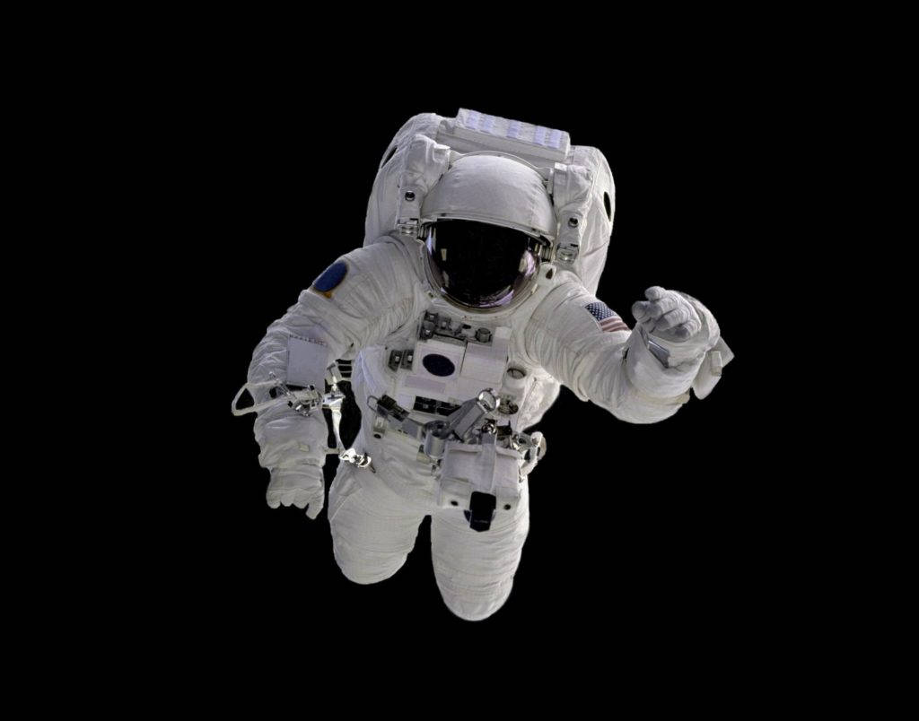 astronaut, white spacesuit, black void of space, SD Desktop Wallpaper