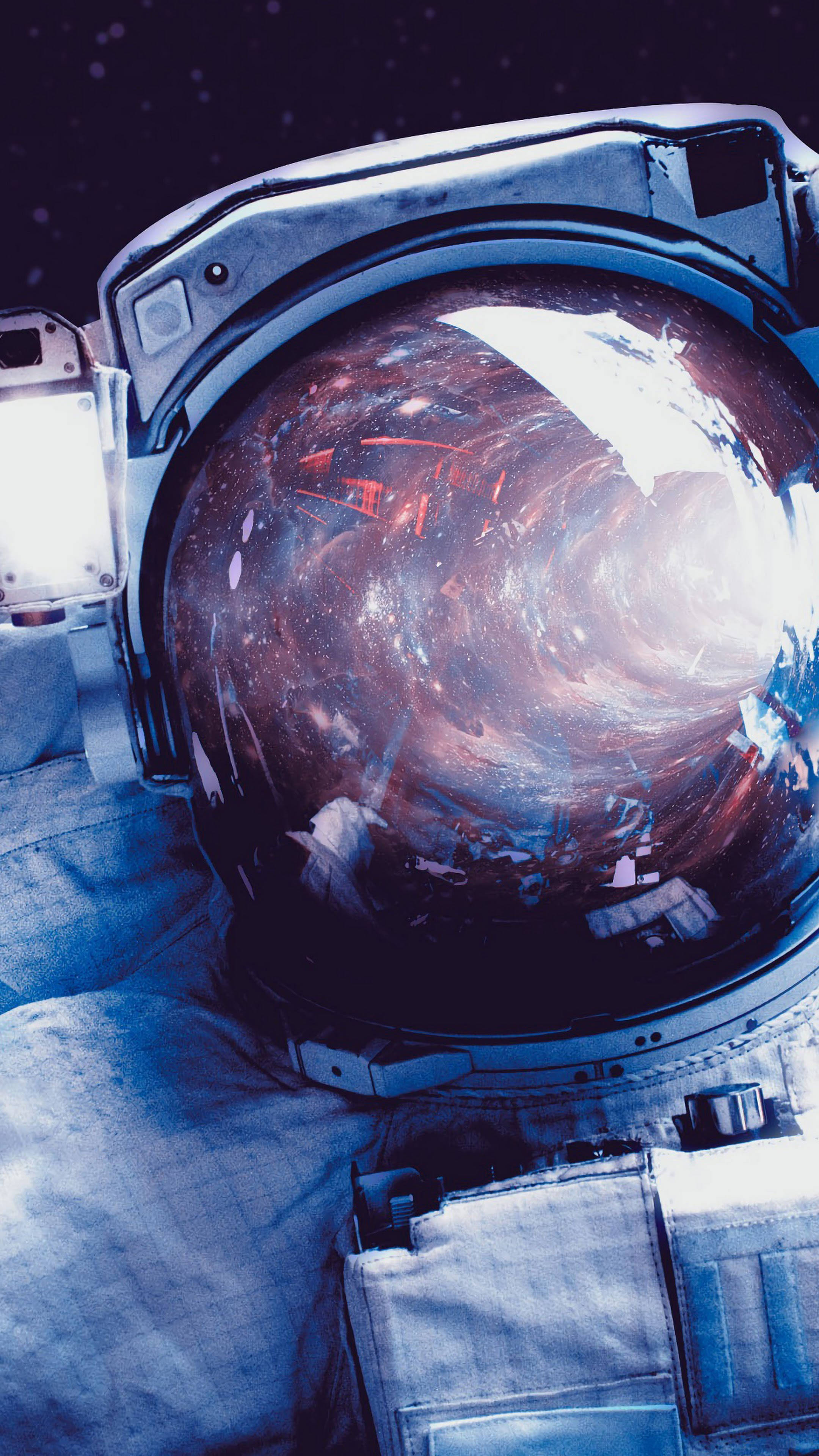 astronaut, helmet, swirling cosmic nebula, 4K Phone Wallpaper